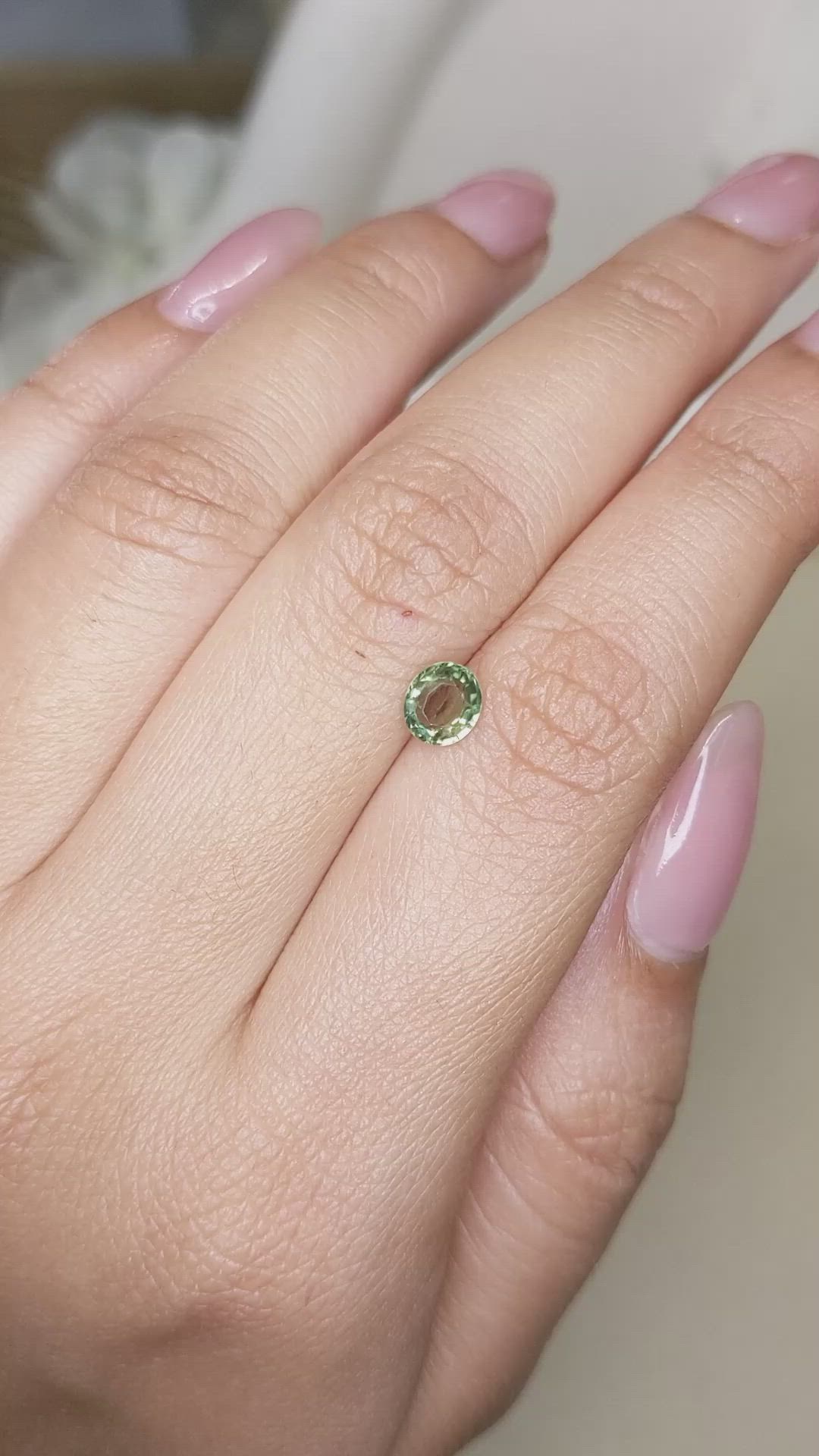 0.72 Ct. Green Sapphire from Ceylon (Sri Lanka) Size Video