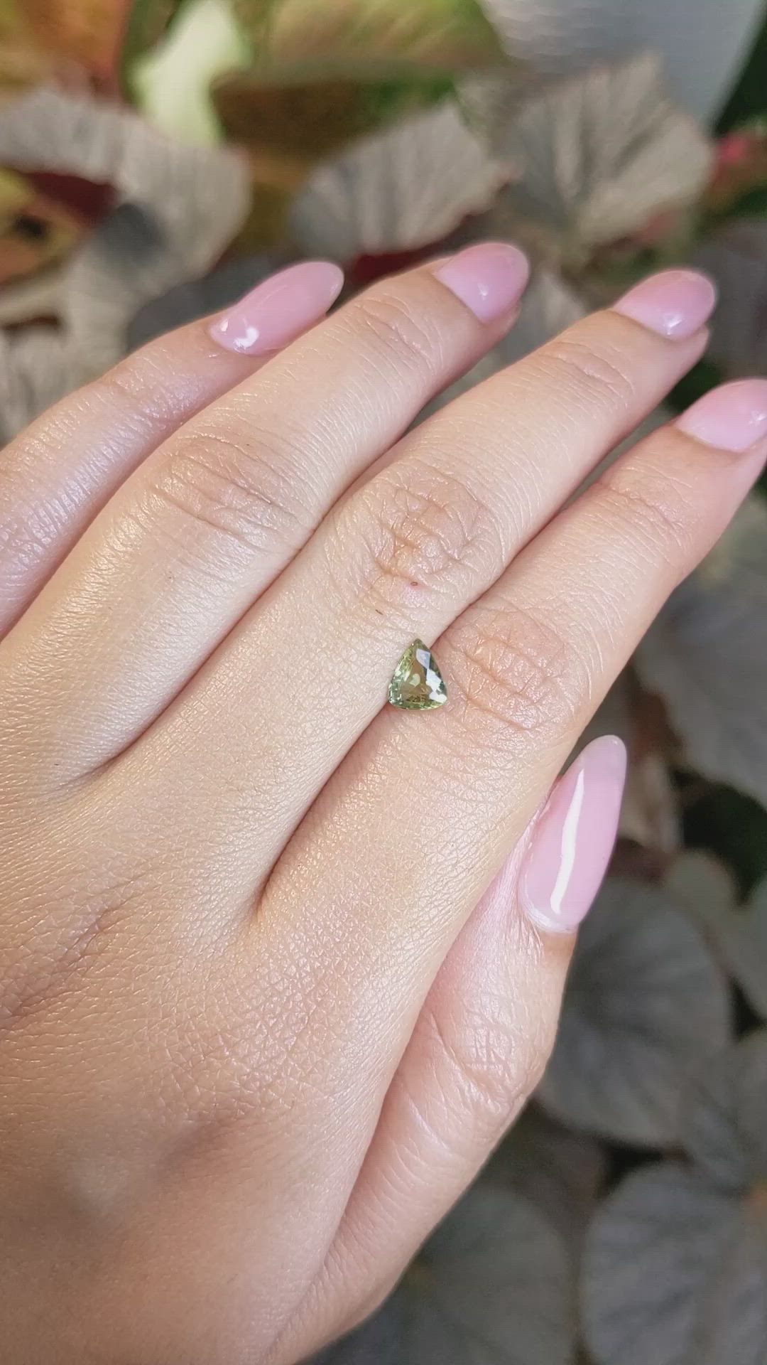 0.74 Ct. Yellowish Green Sapphire from Ceylon (Sri Lanka) Size Video