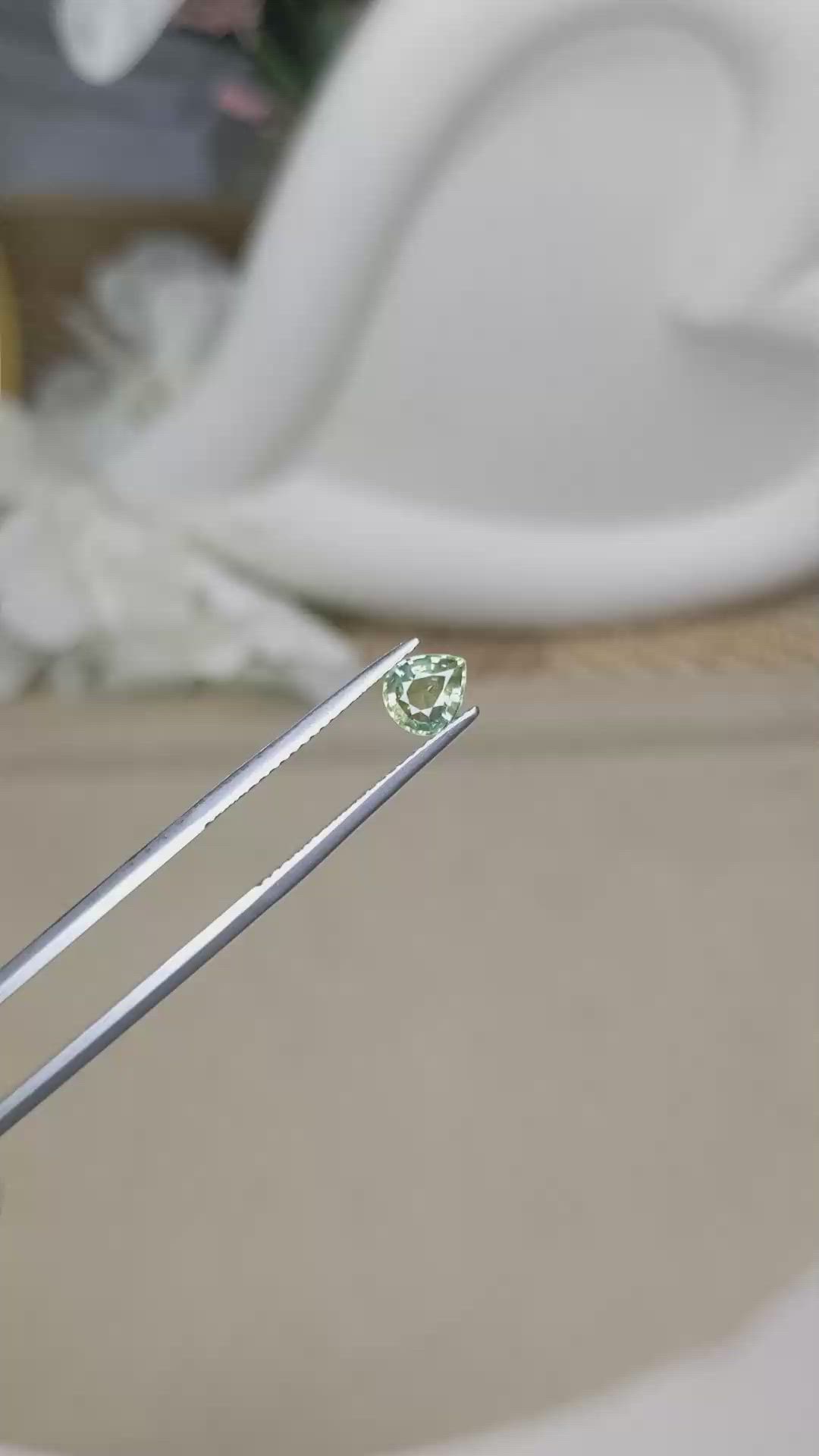 0.77 Ct. Bluish Green Sapphire from Ceylon (Sri Lanka) Size Video