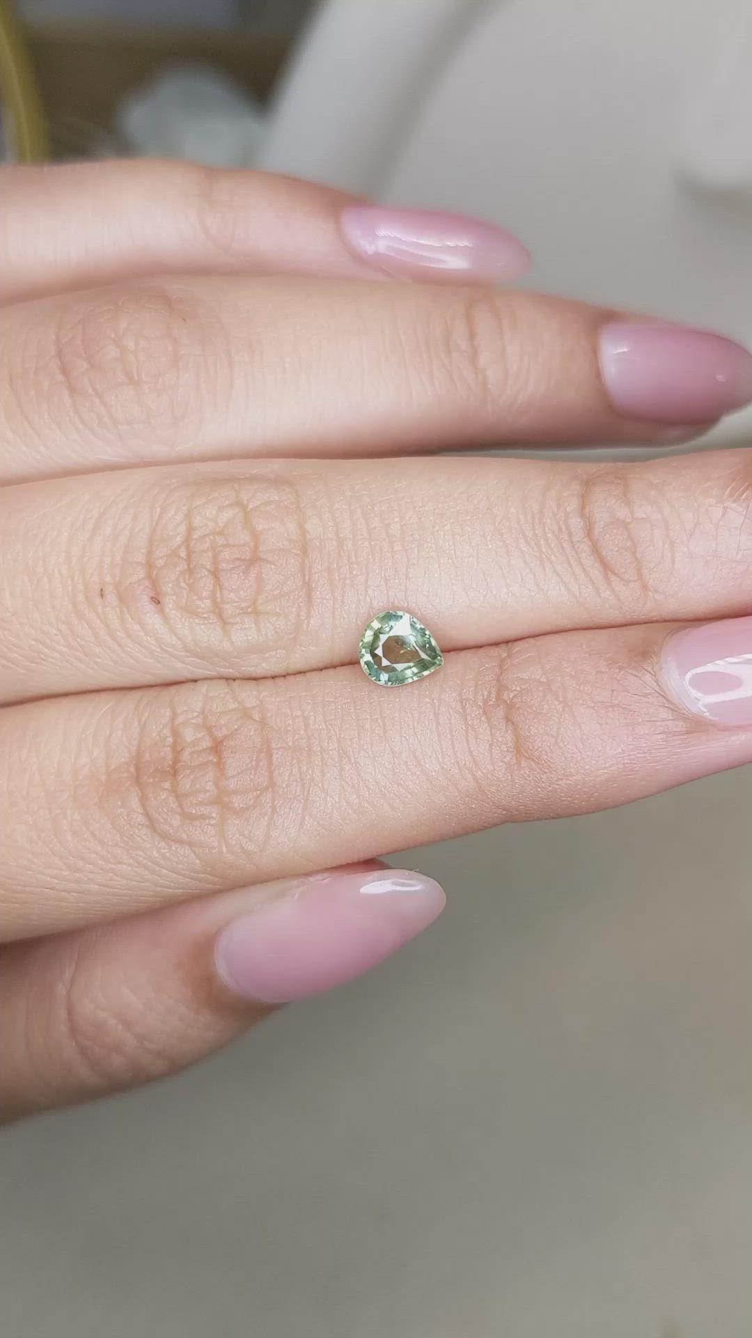 0.77 Ct. Bluish Green Sapphire from Ceylon (Sri Lanka) Size Video