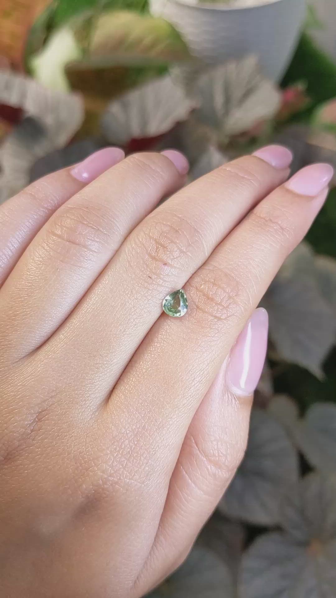 0.77 Ct. Bluish Green Sapphire from Ceylon (Sri Lanka) Size Video