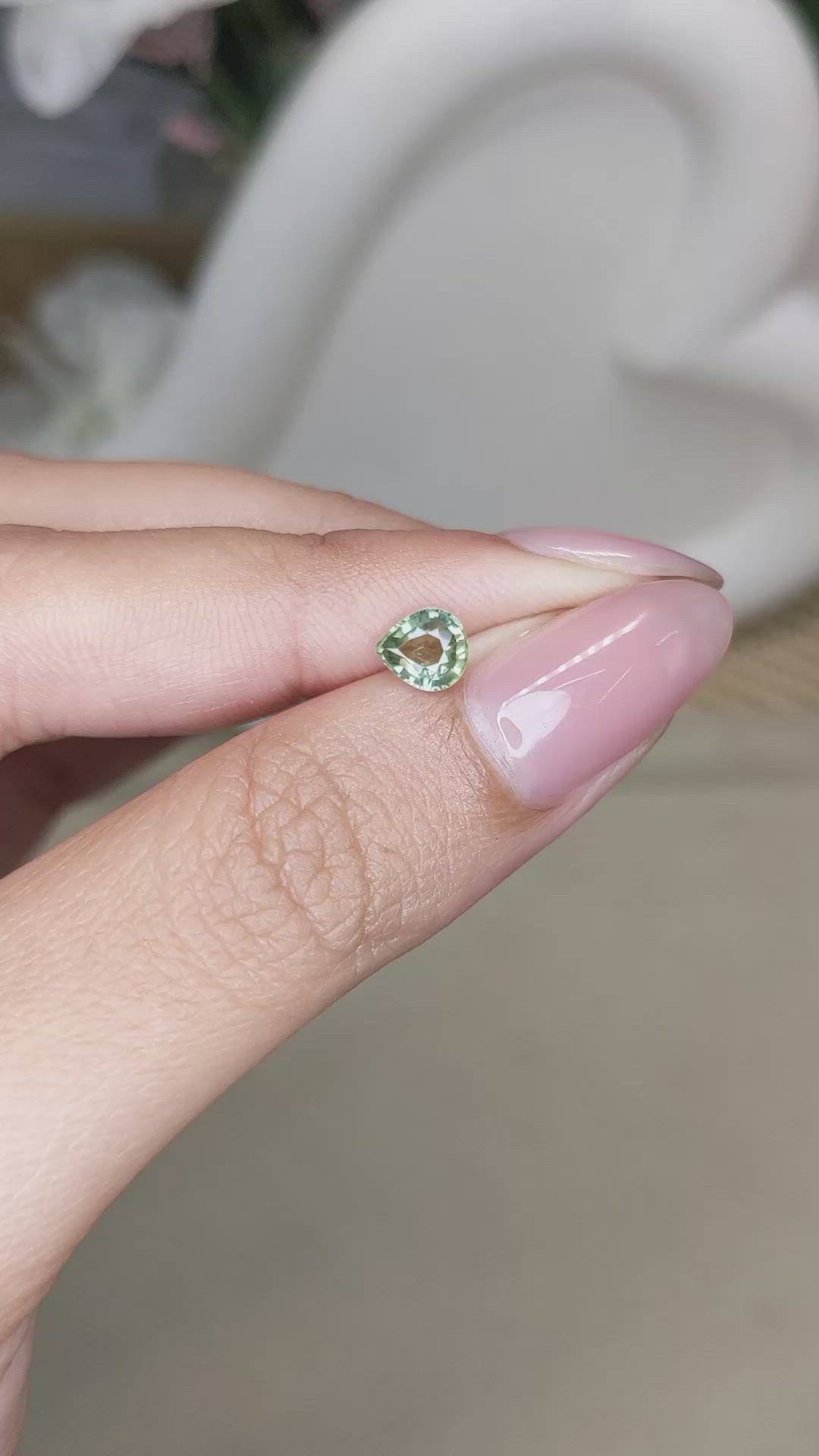 0.77 Ct. Bluish Green Sapphire from Ceylon (Sri Lanka) Size Video