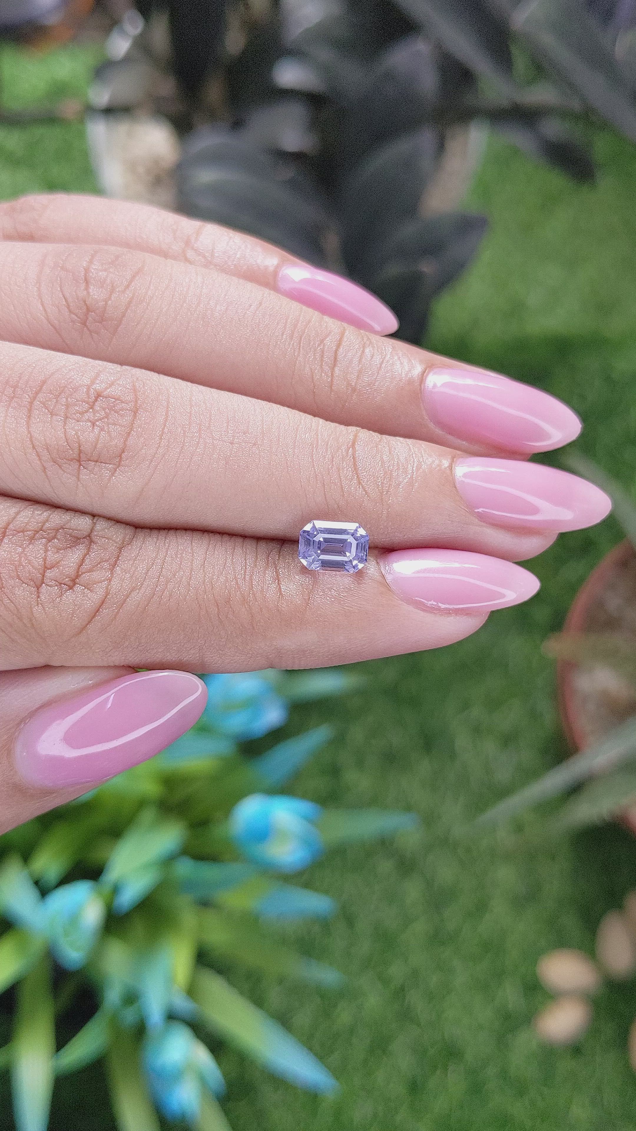 1.52 Ct. Bluish Purple Sapphire from Ceylon (Sri Lanka) Size Video