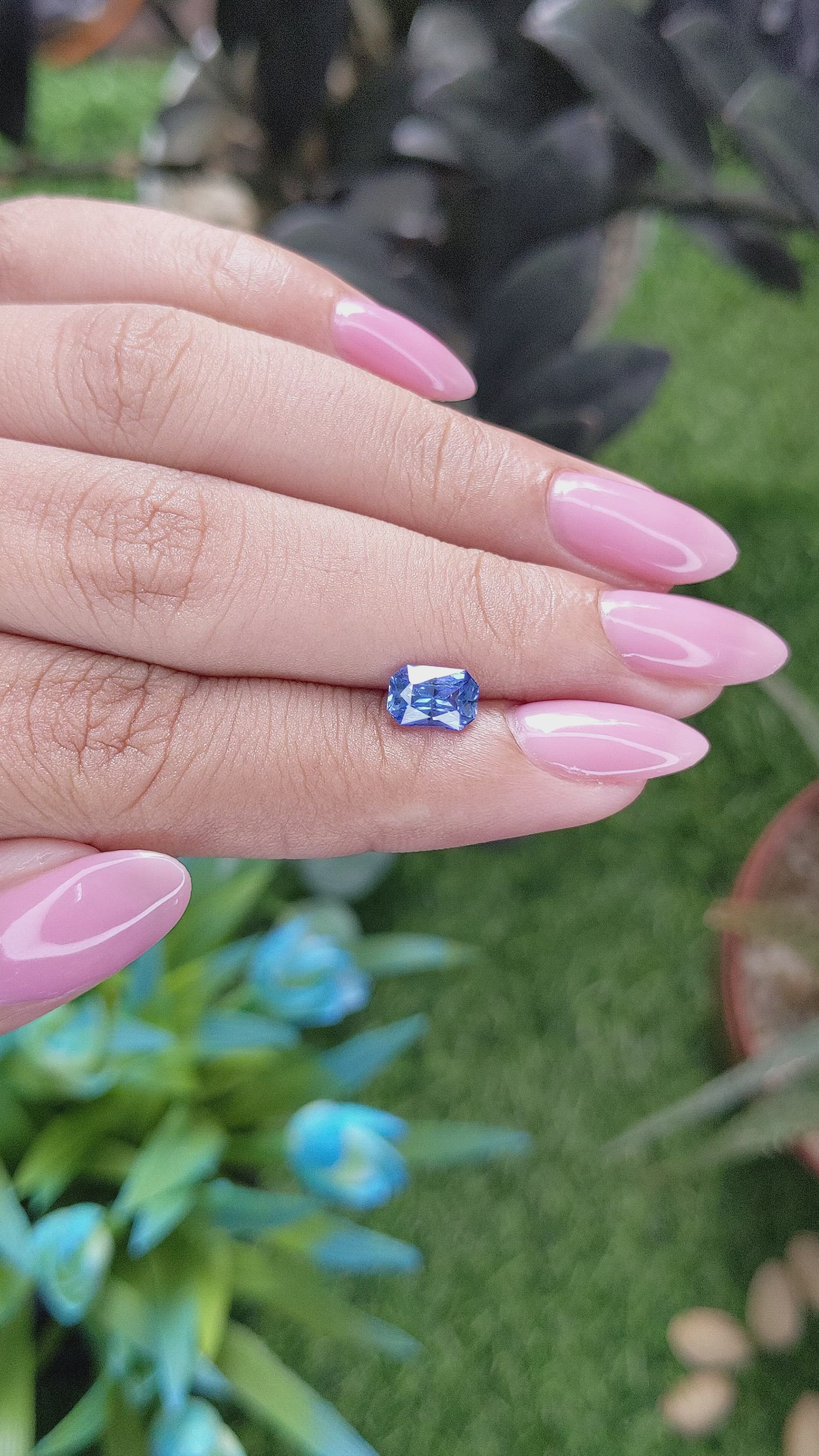 1.10 Ct. Blue Sapphire from Ceylon (Sri Lanka) Size Video