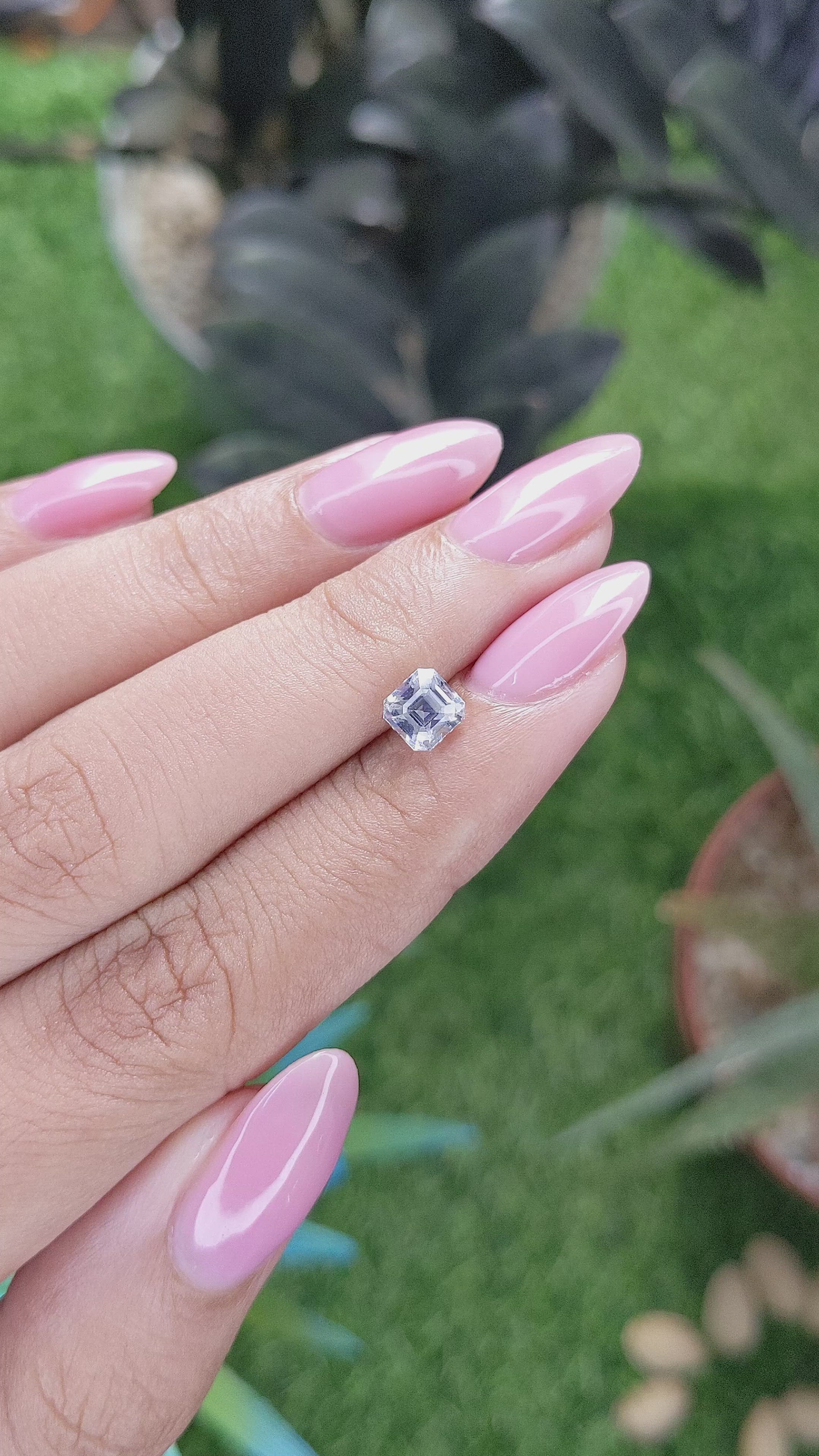1.06 Ct. White Sapphire from Ceylon (Sri Lanka) Size Video