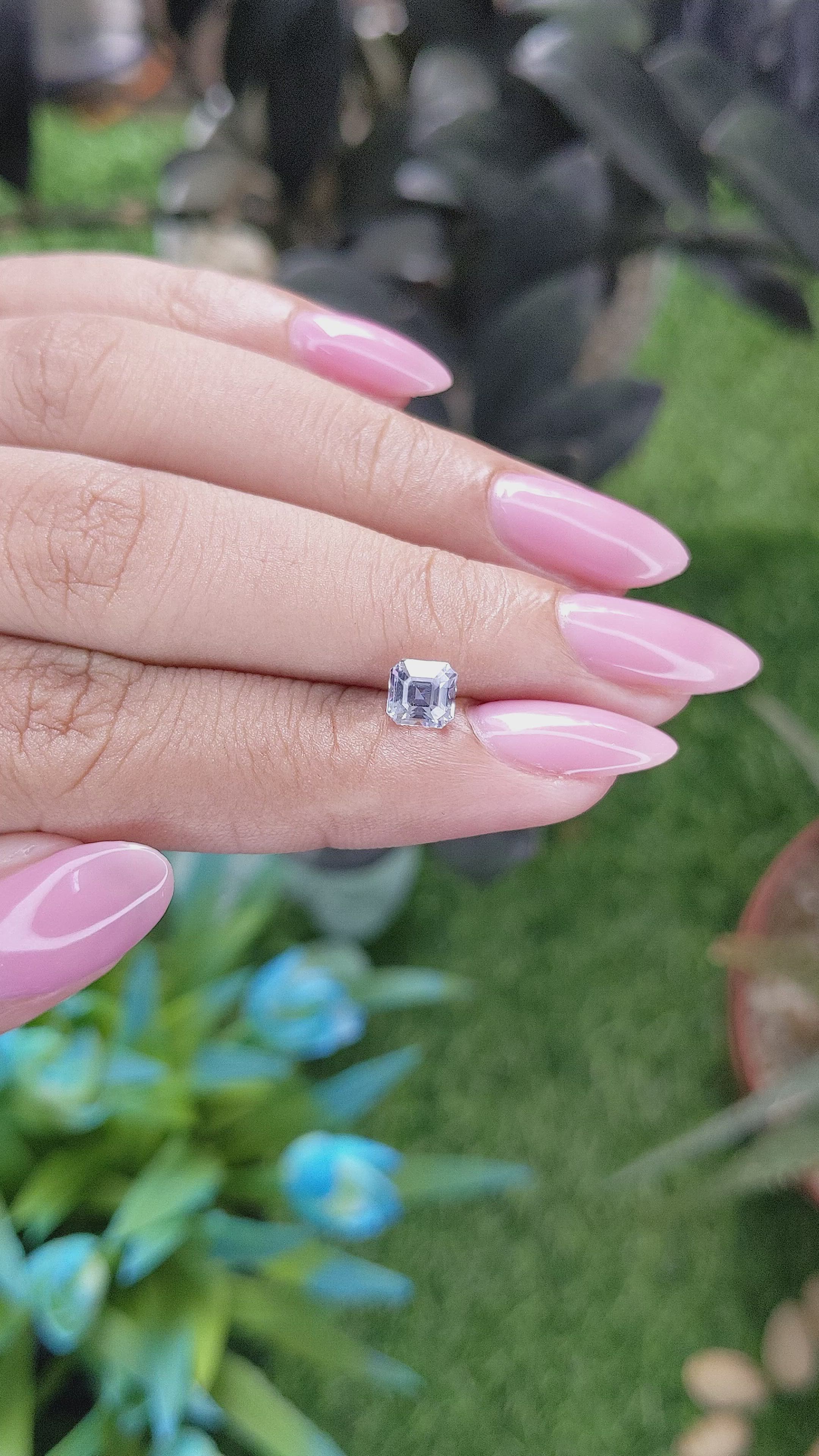 1.06 Ct. White Sapphire from Ceylon (Sri Lanka) Size Video