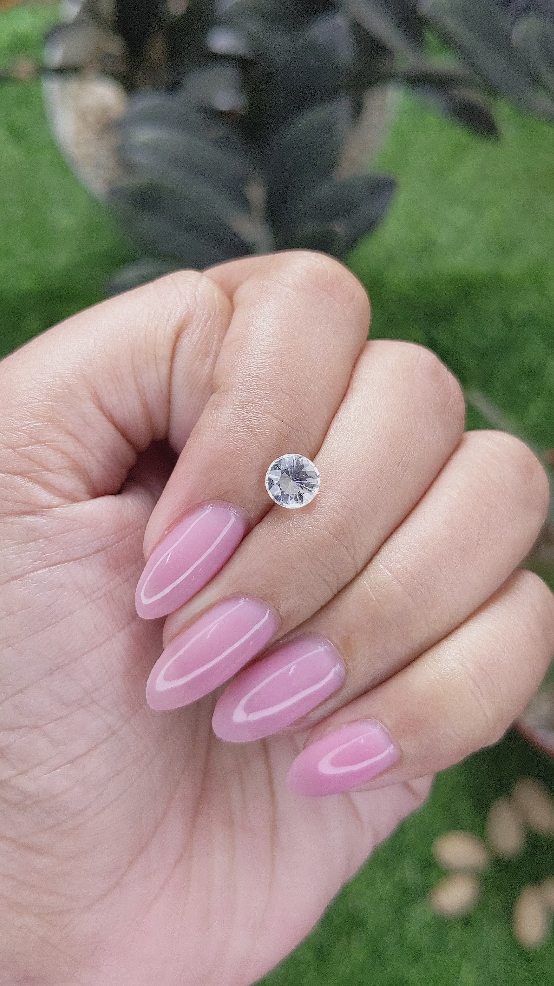 1.10 Ct. White Sapphire from Ceylon (Sri Lanka) Size Video