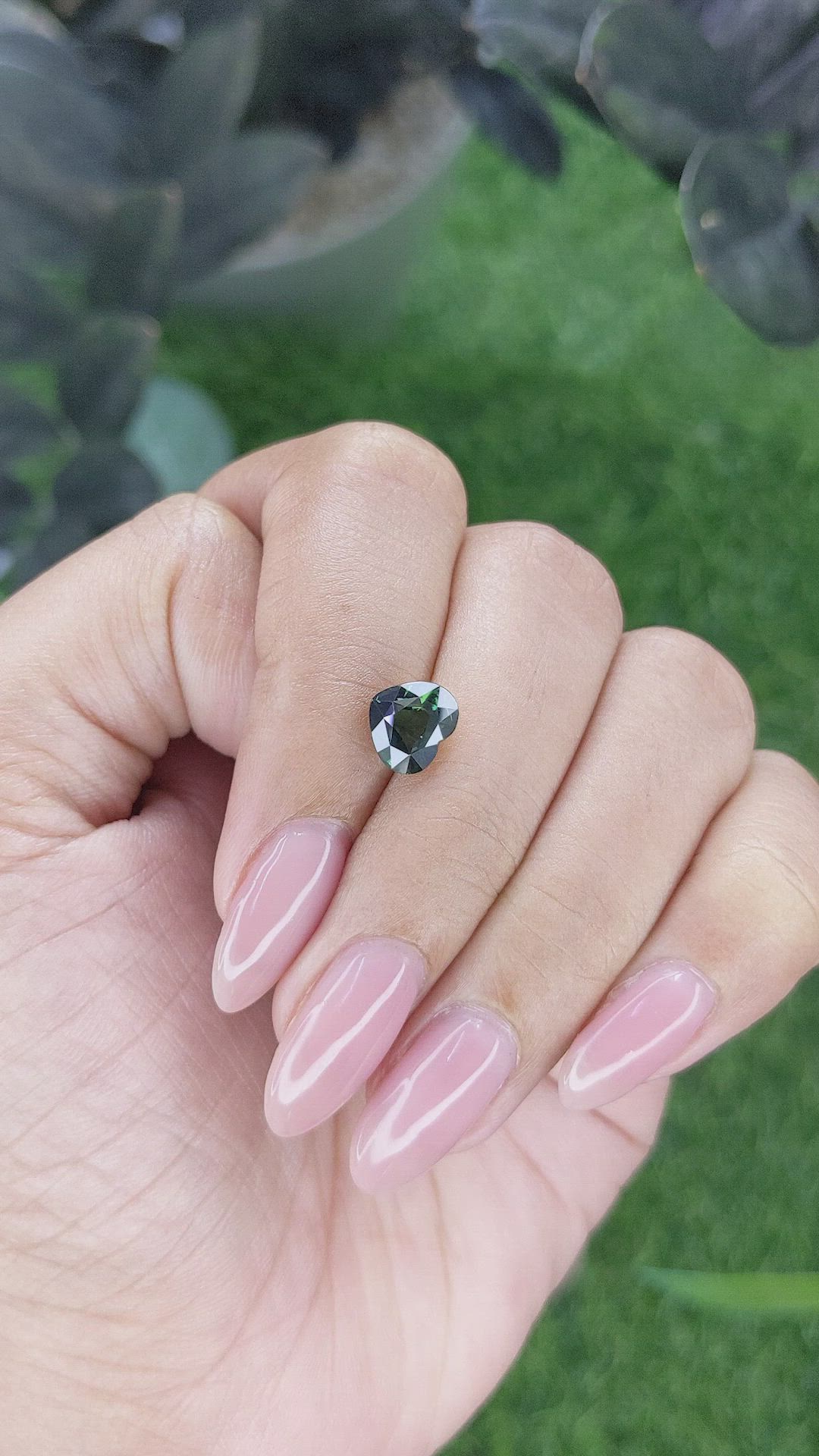 2.09 Ct. Bluish Green Sapphire from Madagascar Size Video