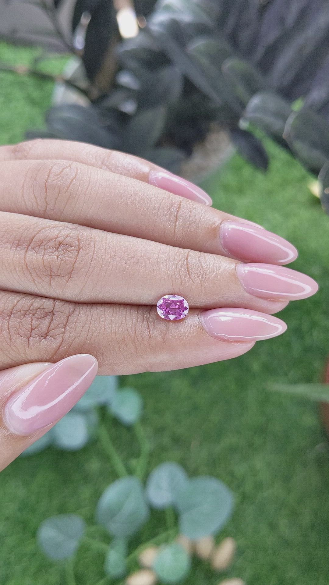 0.84 Ct. Purplish Pink Sapphire from Madagascar Size Video