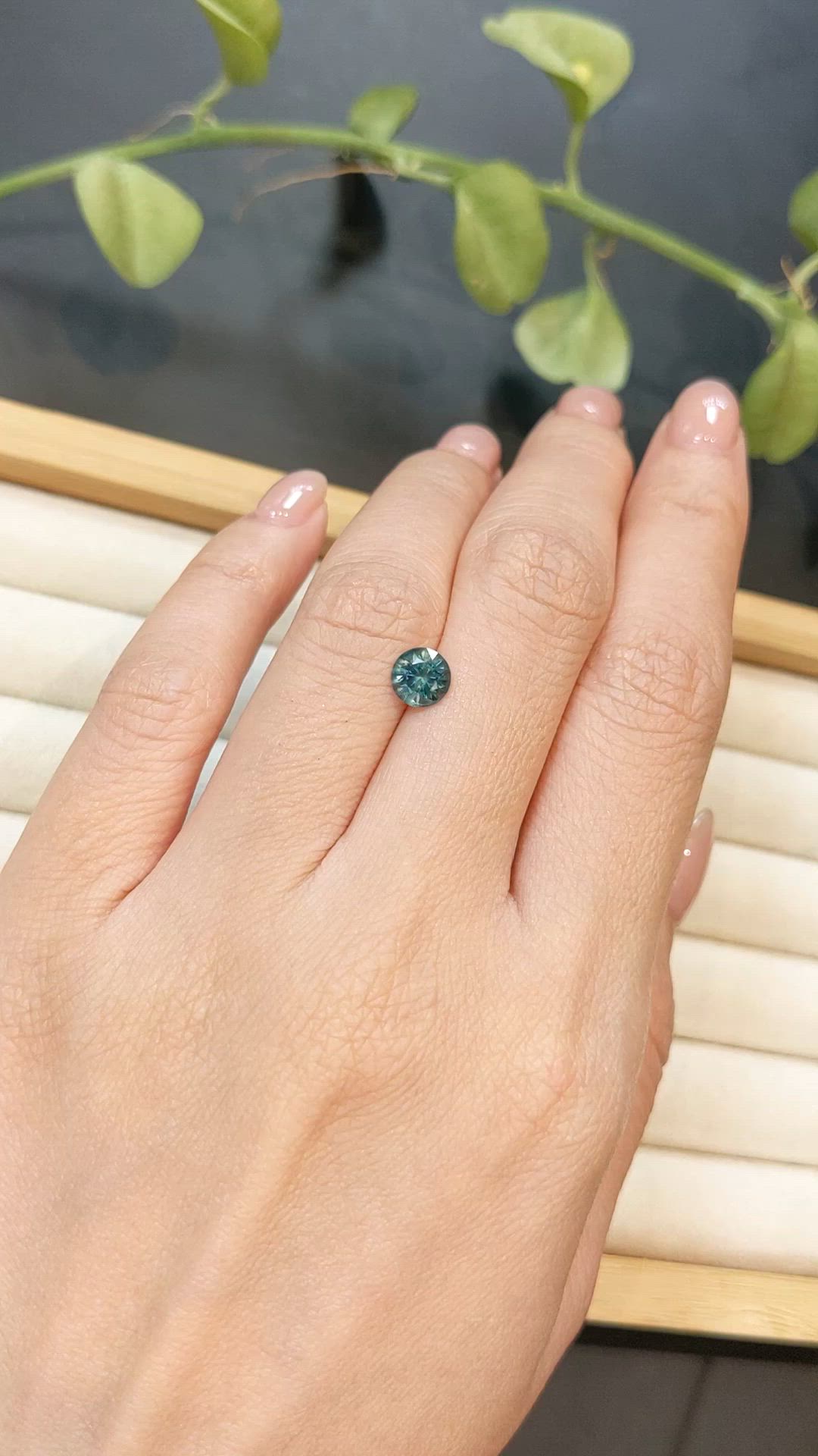 1.04 Ct. Bluish Green Sapphire from Montana Size Video