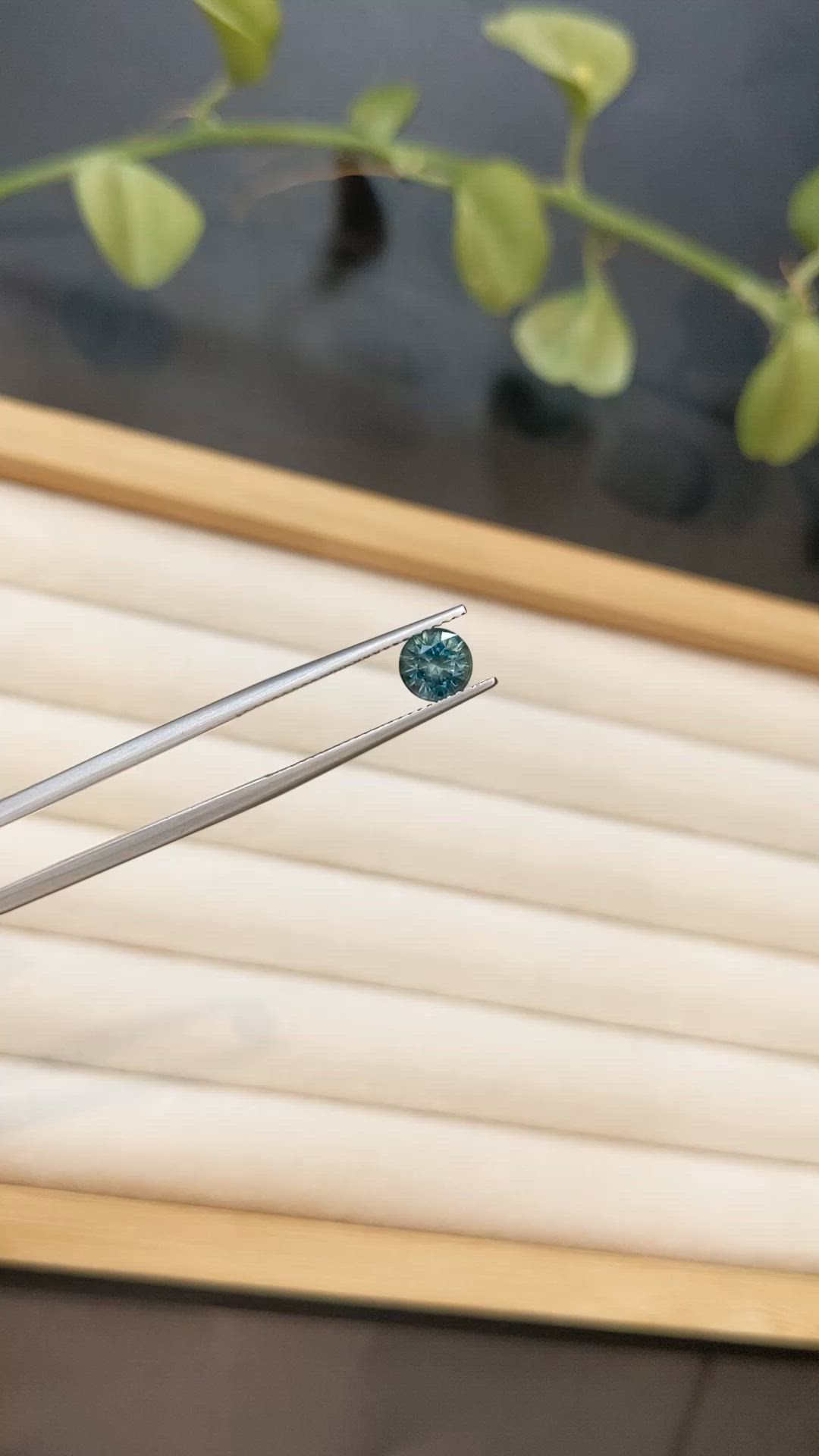 1.04 Ct. Bluish Green Sapphire from Montana Size Video