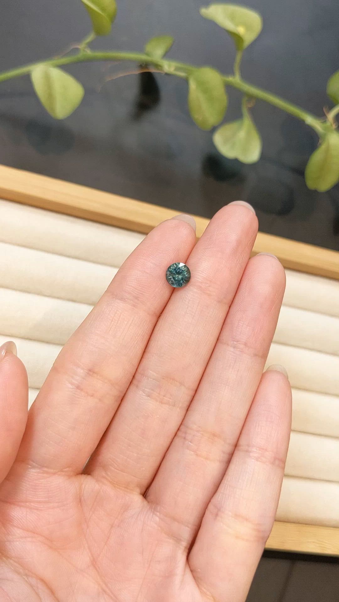 1.04 Ct. Bluish Green Sapphire from Montana Size Video