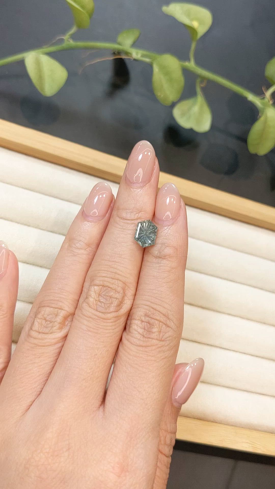 2.51 Ct. Greenish Blue Sapphire from Montana Size Video