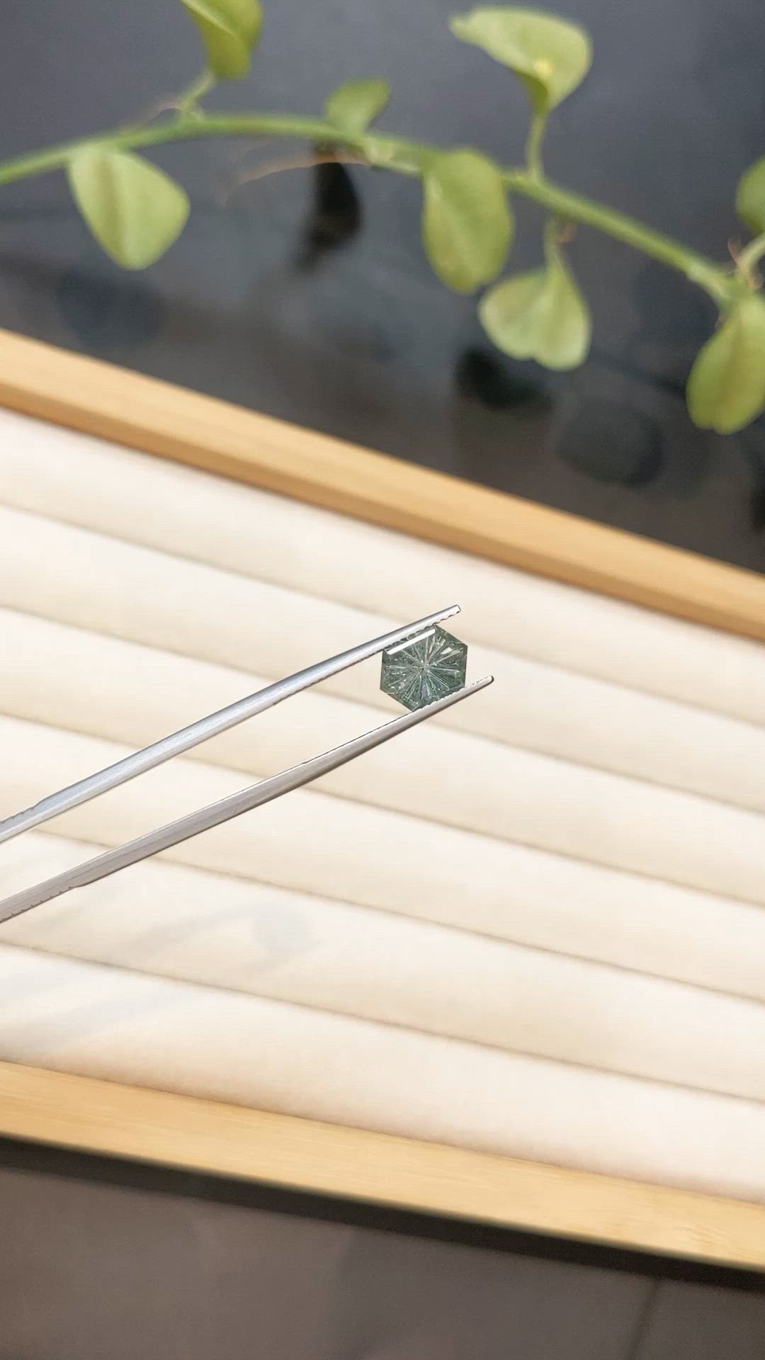 2.51 Ct. Greenish Blue Sapphire from Montana Size Video