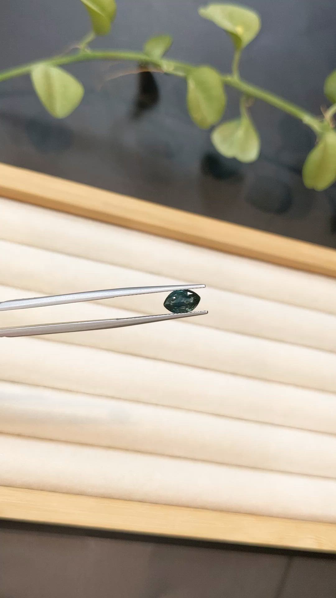 1.38 Ct. Bluish Green Sapphire from Montana Size Video