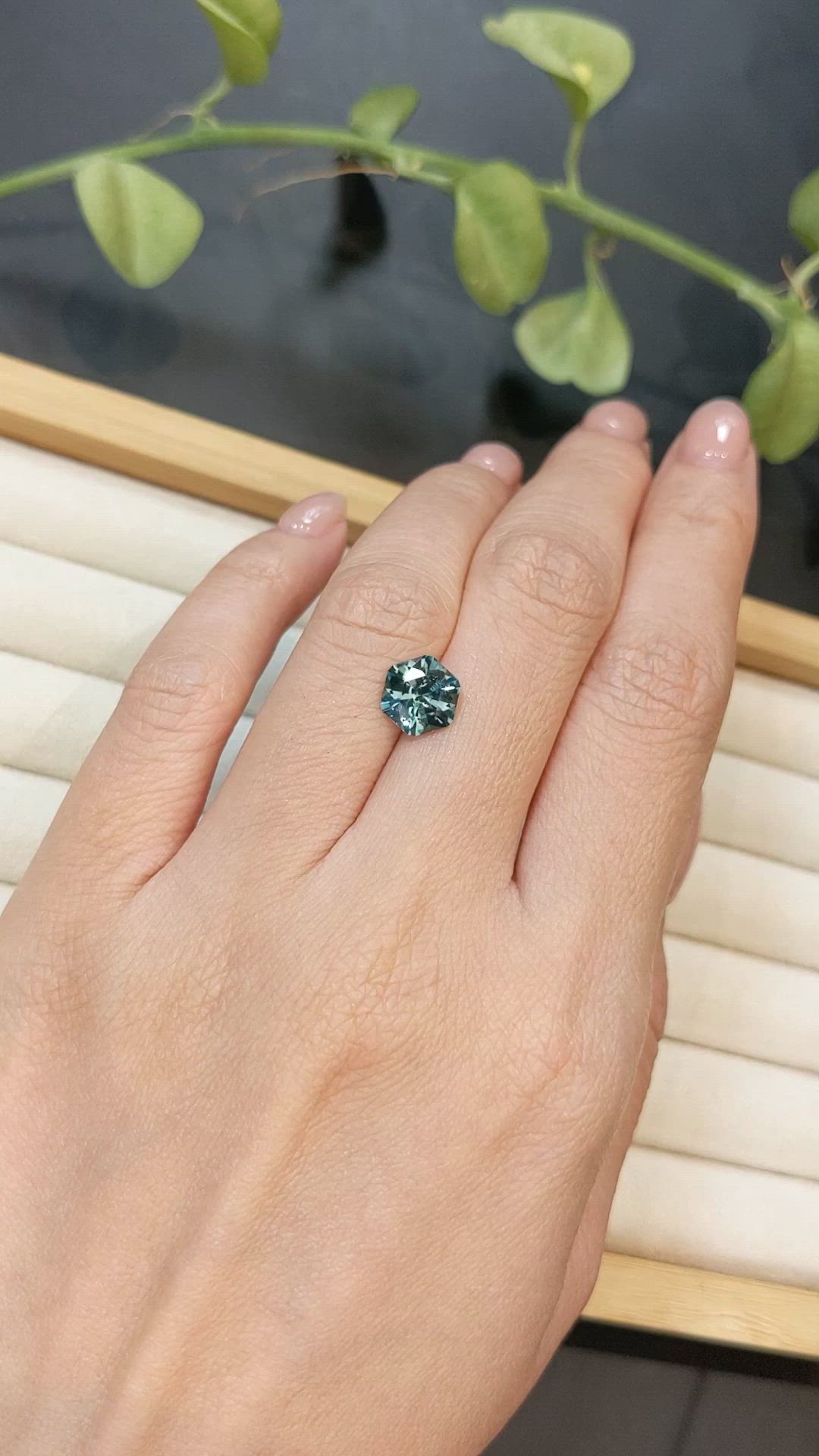 2.40 Ct. Bluish Green Sapphire from Montana Size Video