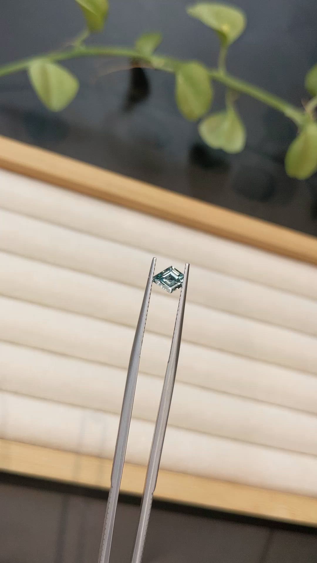 0.68 Ct. Bluish Green Sapphire from Montana Size Video