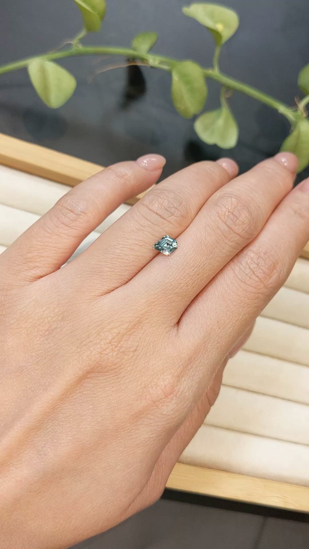 0.68 Ct. Bluish Green Sapphire from Montana Size Video