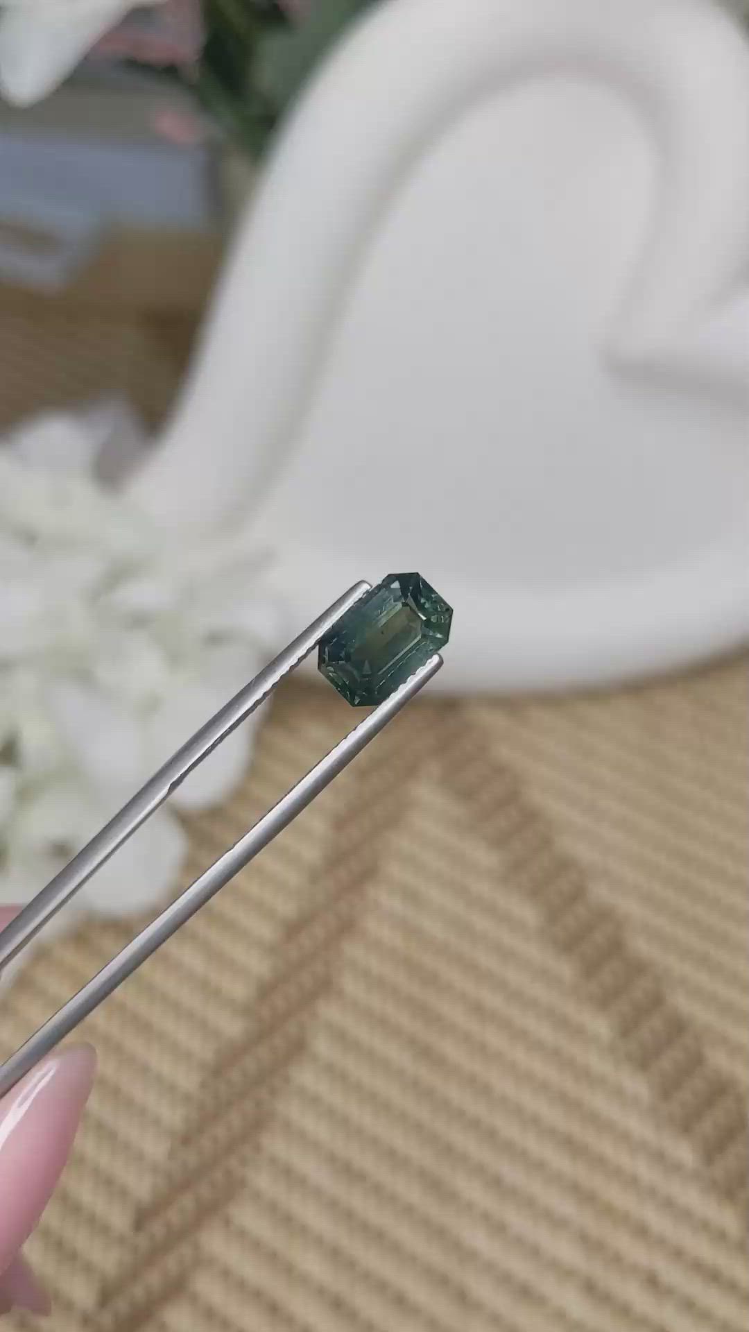 3.19 Ct. Bluish Green Sapphire from Ceylon (Sri Lanka) Size Video