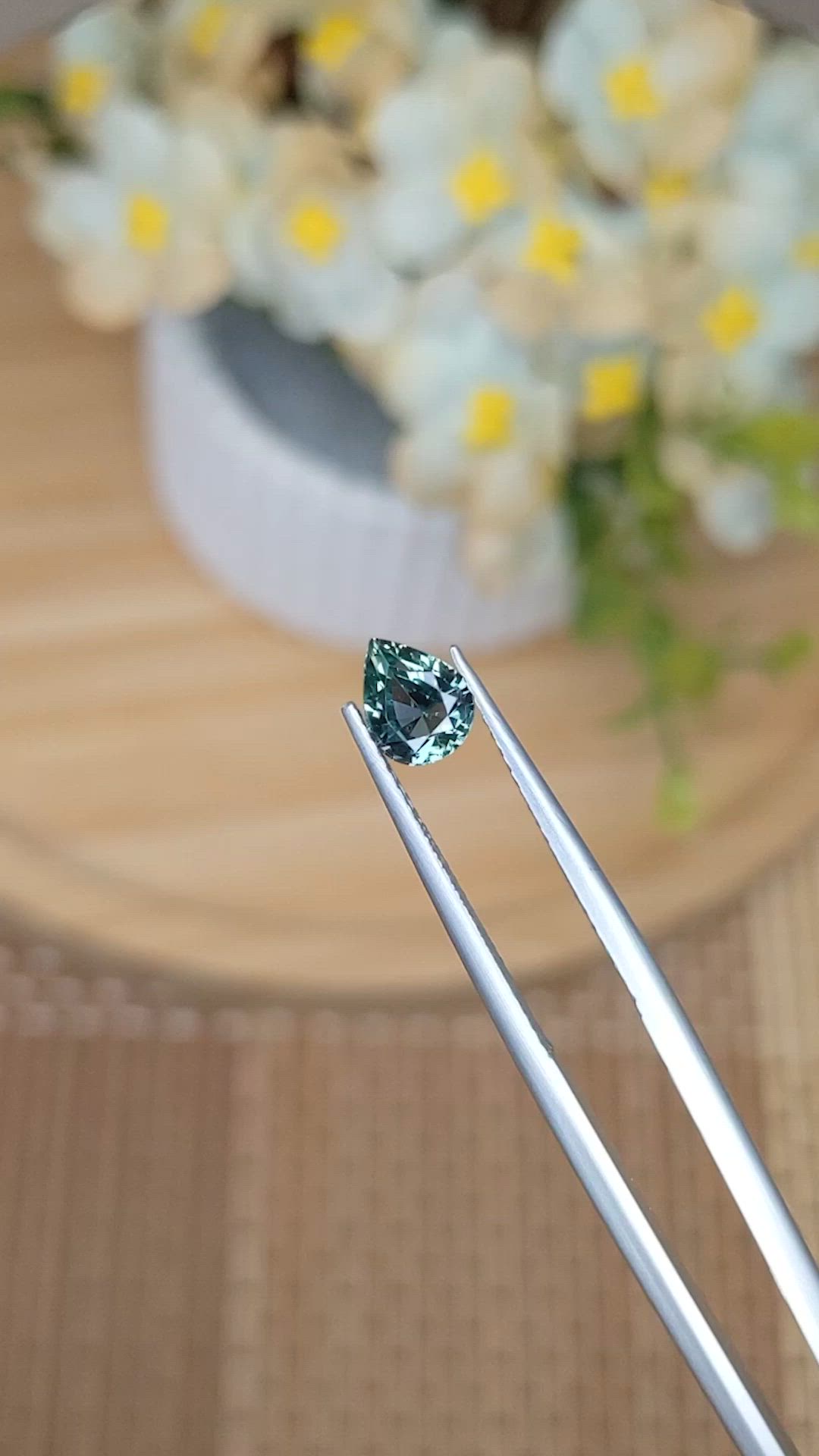 0.99 Ct. Bluish Green Sapphire from Ceylon (Sri Lanka) Size Video