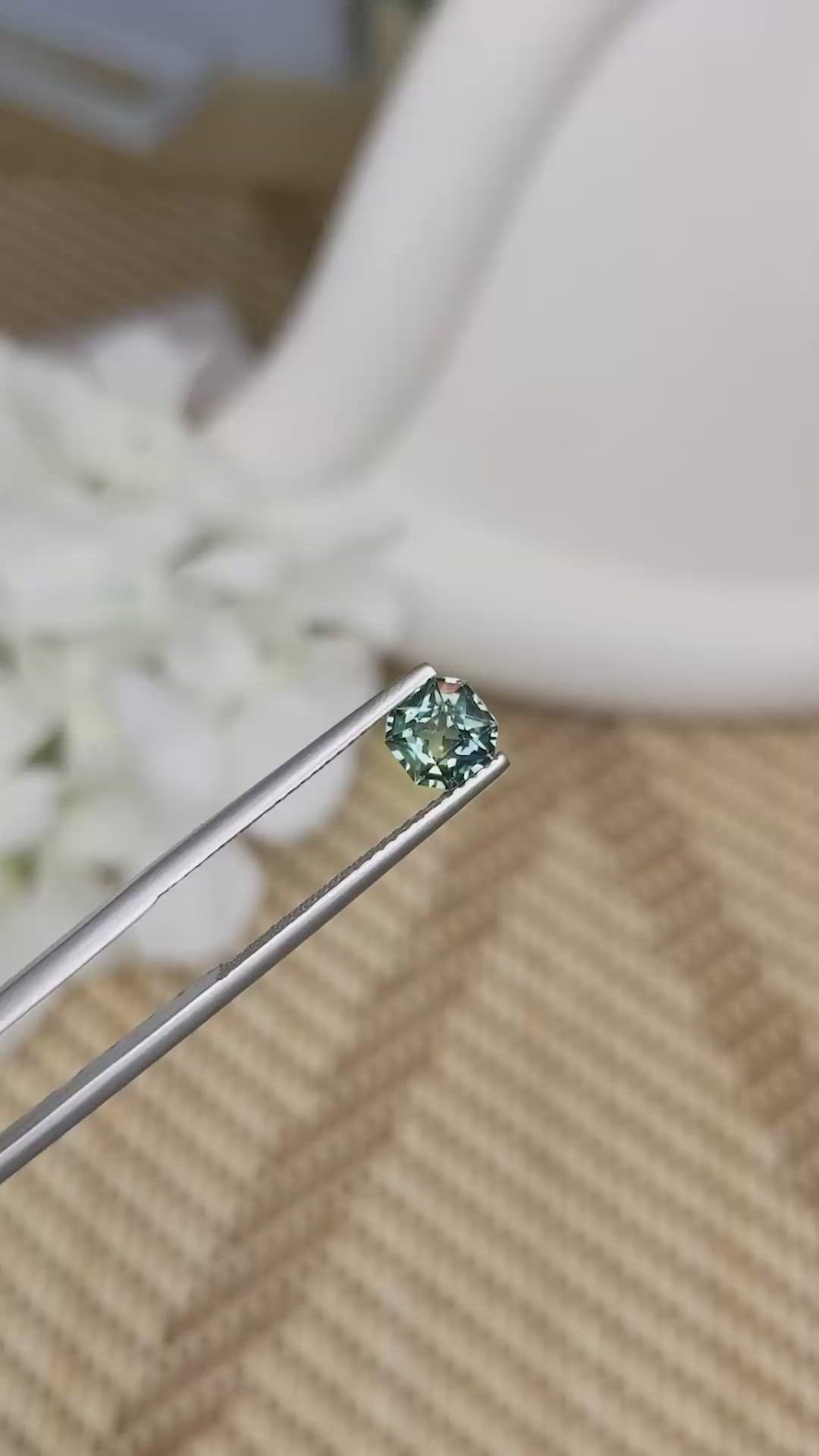 0.99 Ct. Bluish Green Sapphire from Ceylon (Sri Lanka) Size Video