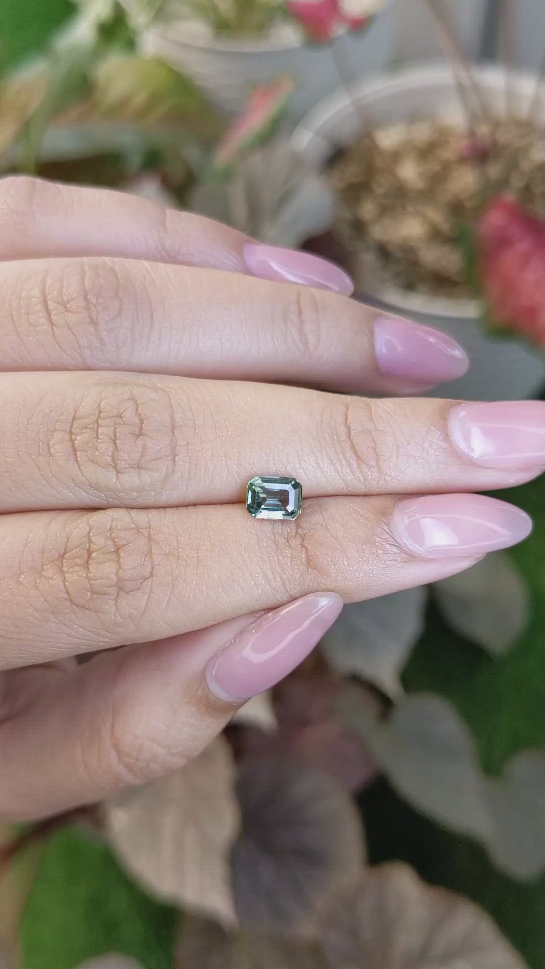 1.04 Ct. Bluish Green Sapphire from Ceylon (Sri Lanka) Size Video