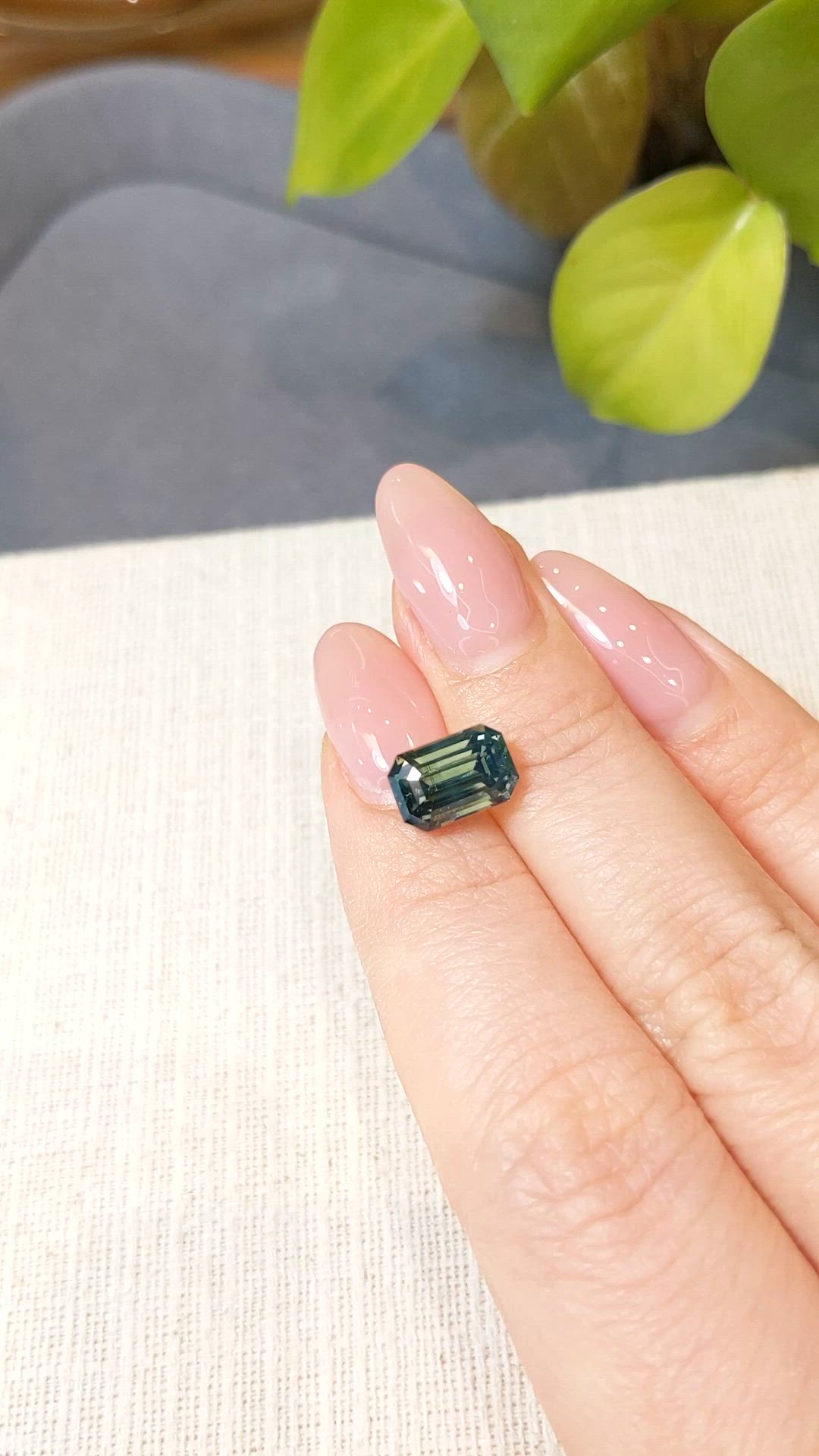 4.08 Ct. Bluish Green Sapphire from Madagascar Size Video