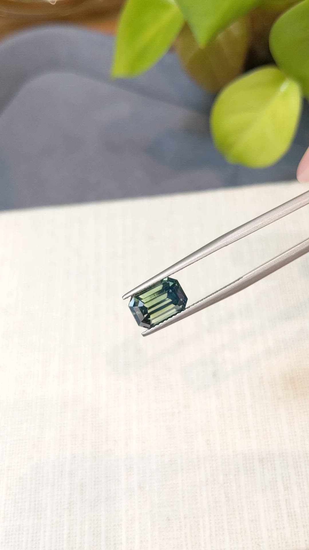 4.08 Ct. Bluish Green Sapphire from Madagascar Size Video