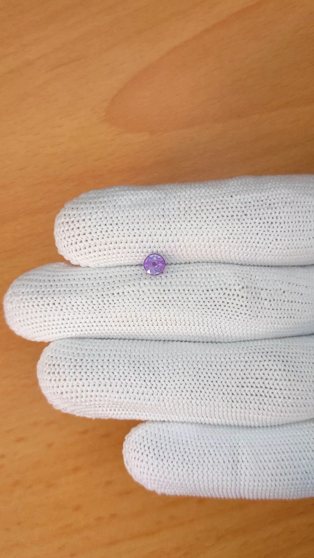 0.46 Ct. Pinkish Purple Sapphire from Ceylon (Sri Lanka) Size Video