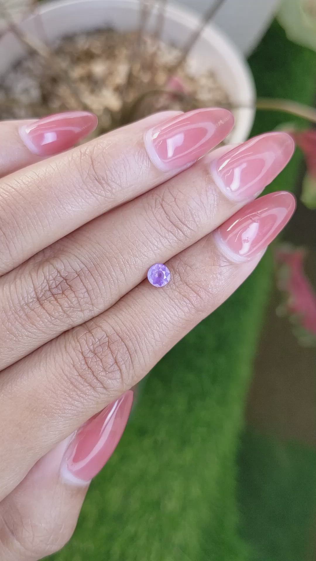 0.46 Ct. Pinkish Purple Sapphire from Ceylon (Sri Lanka) Size Video