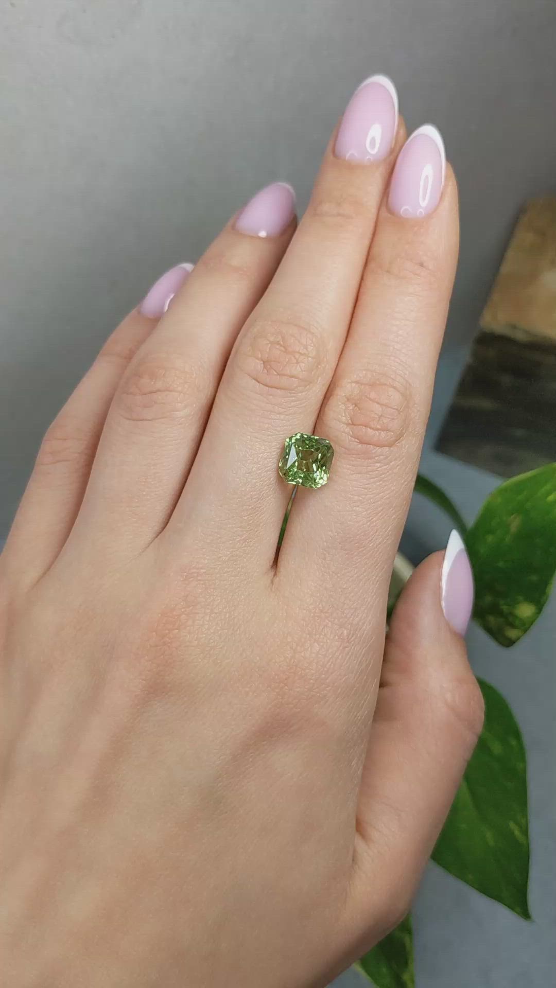5.21 Ct. Yellowish Green Sapphire from Madagascar Size Video