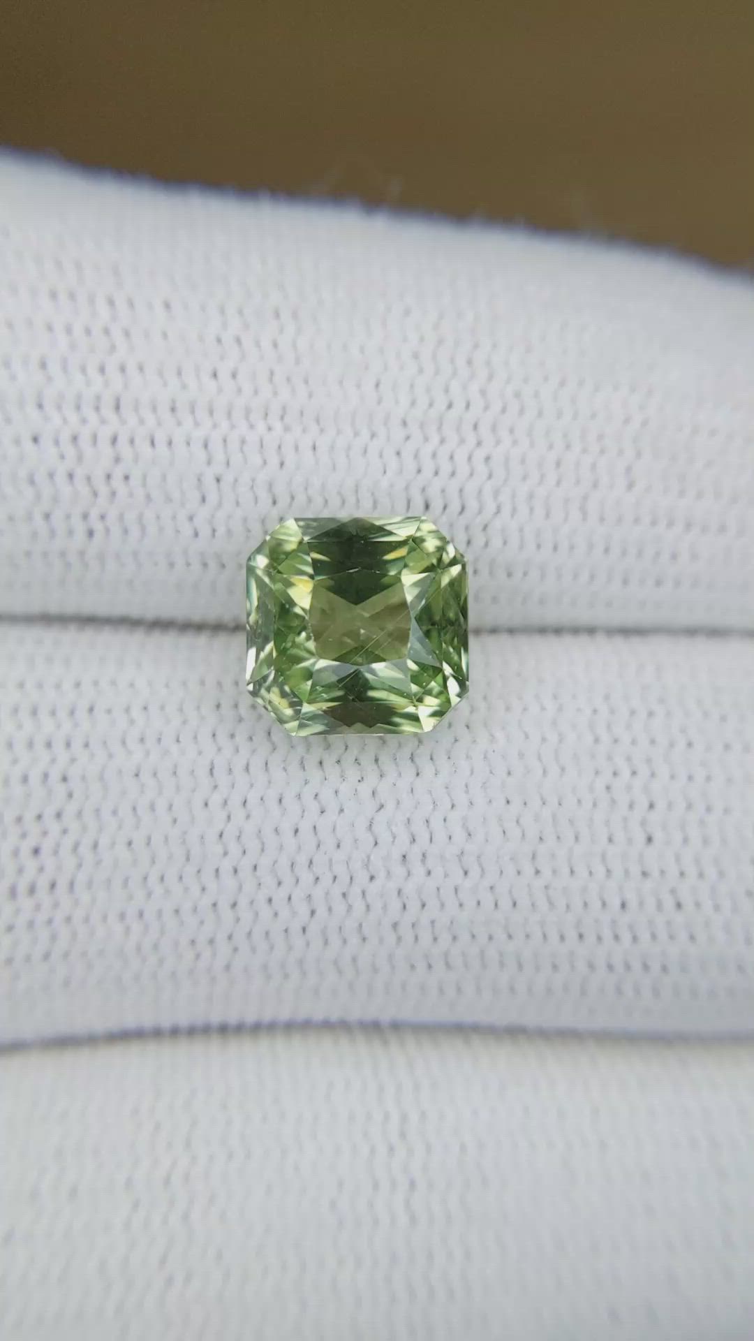 5.21 Ct. Yellowish Green Sapphire from Madagascar Size Video