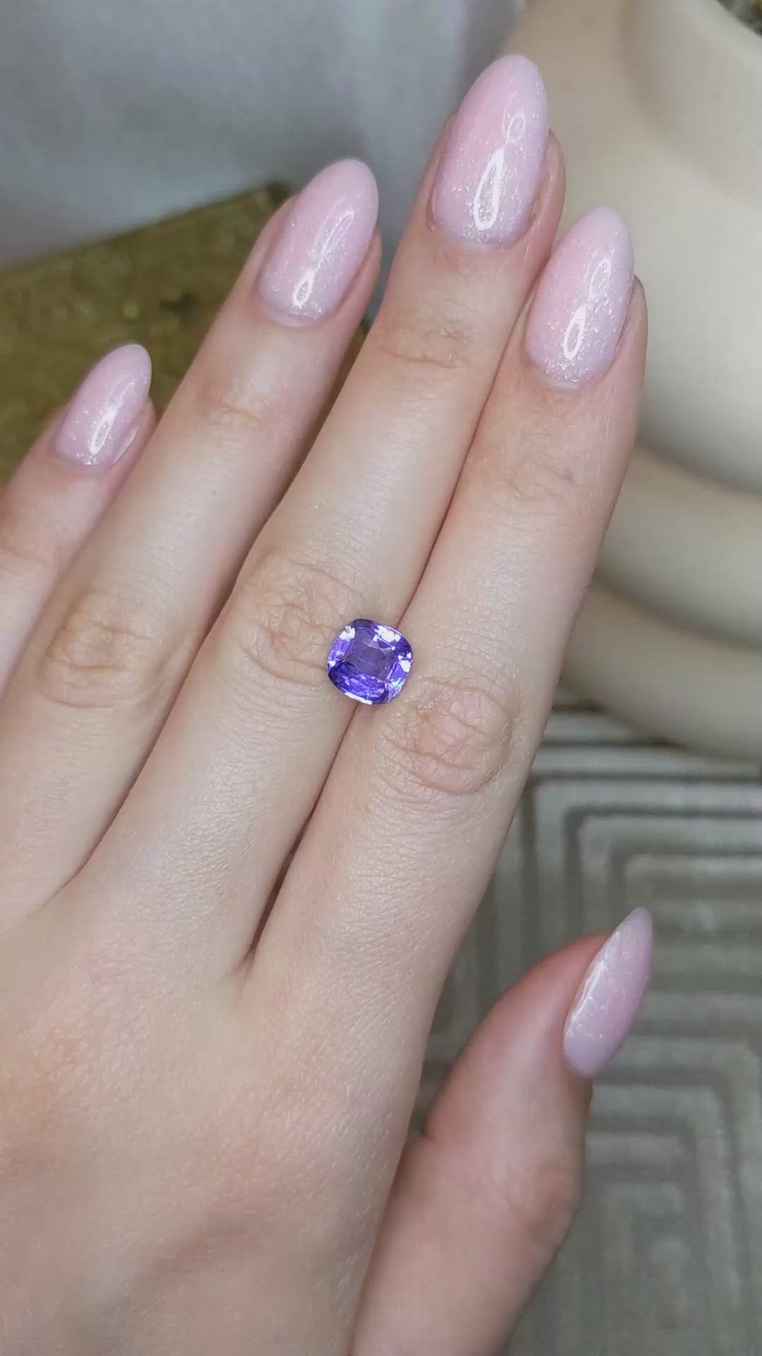 2.76 Ct. Purple Sapphire from Ceylon (Sri Lanka) Size Video