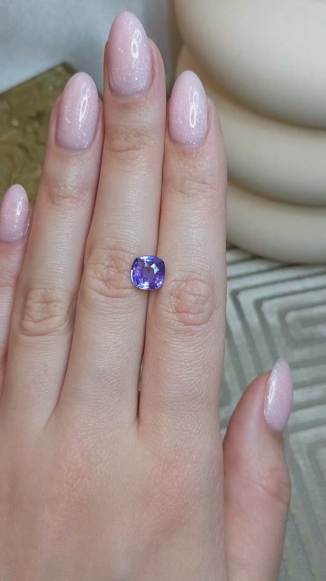 2.76 Ct. Purple Sapphire from Ceylon (Sri Lanka) Size Video