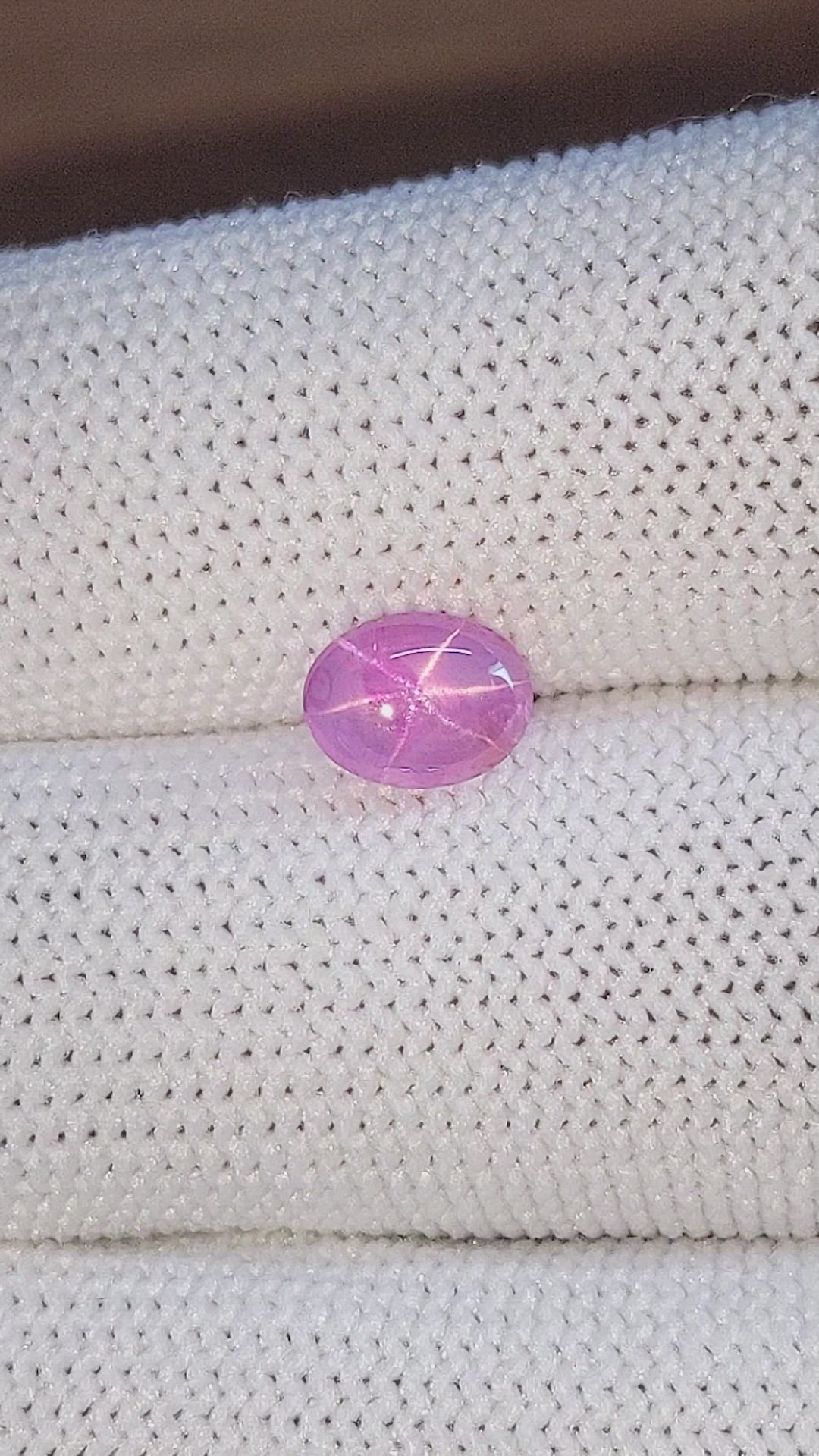 1.83 Ct. Pink Star Sapphire from Ceylon (Sri Lanka) Size Video