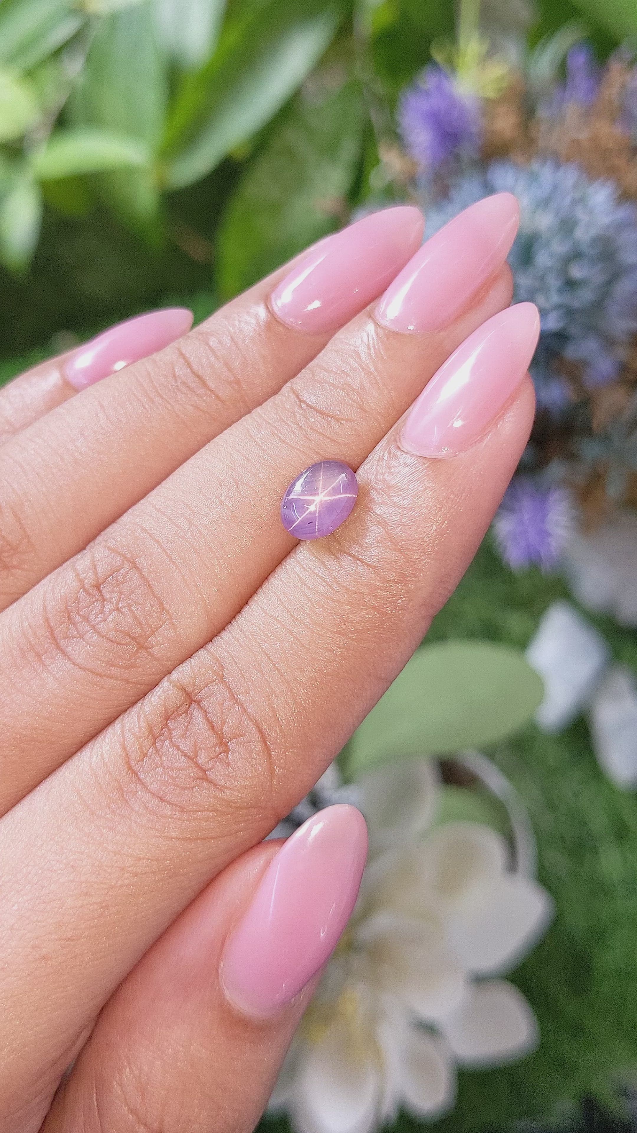 2.43 Ct. Pinkish Purple Star Sapphire from Ceylon (Sri Lanka) Size Video
