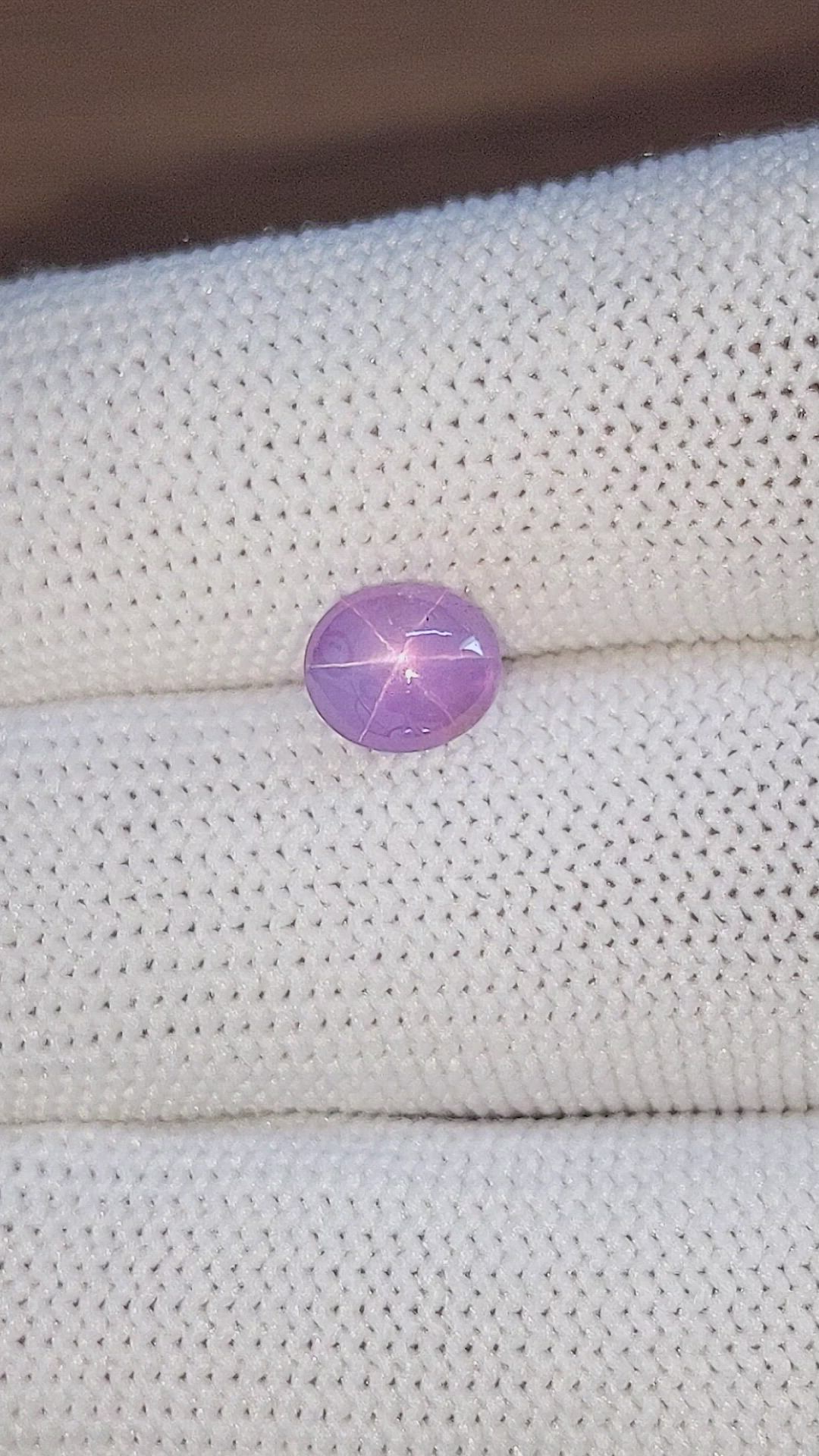 2.62 Ct. Pinkish Purple Star Sapphire from Ceylon (Sri Lanka) Size Video