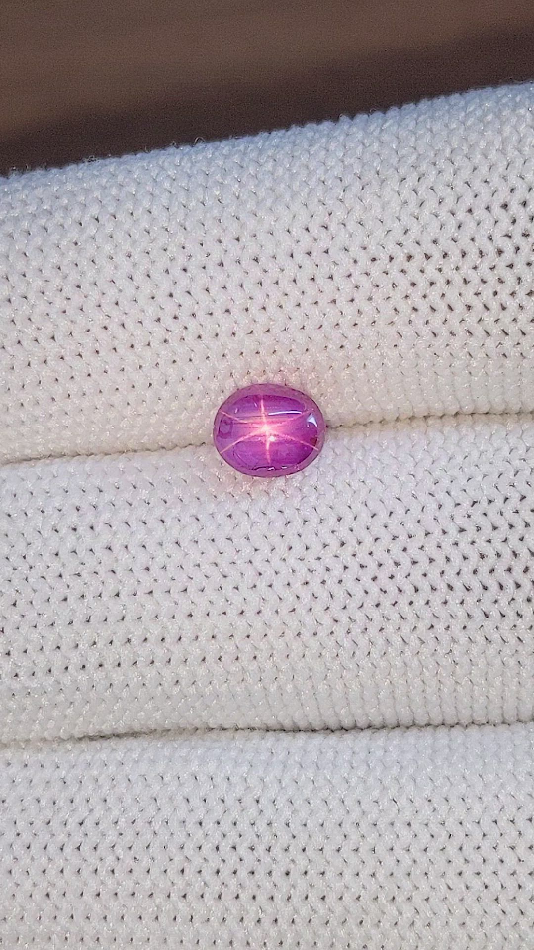 1.77 Ct. Purplish Pink Star Sapphire from Ceylon (Sri Lanka) Size Video