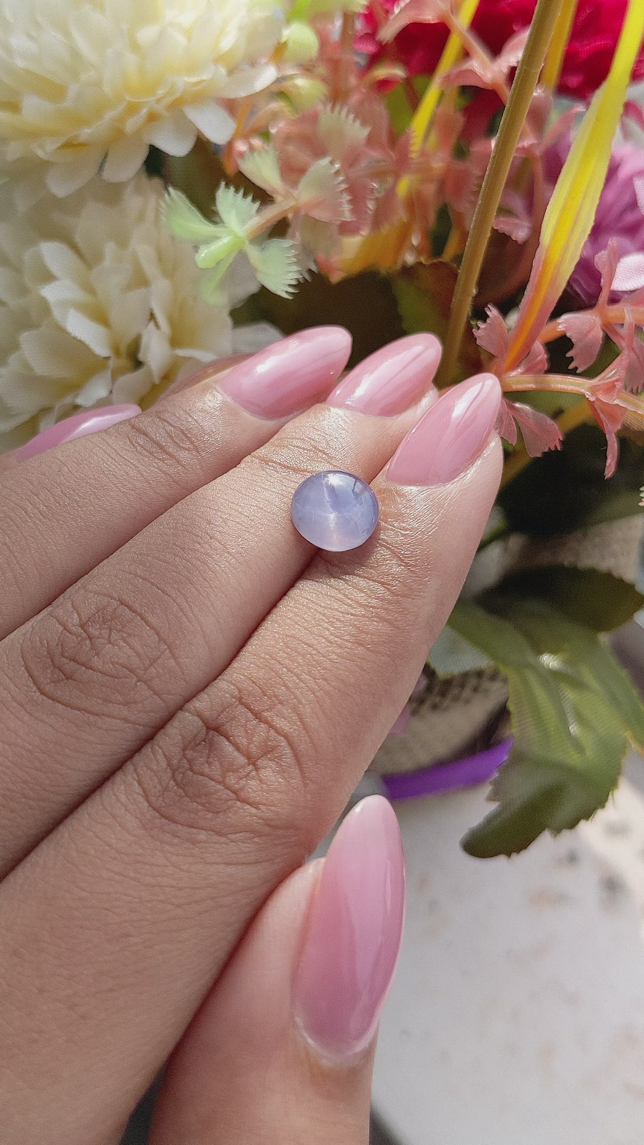 2.82 Ct. Bluish Purple Star Sapphire from Ceylon (Sri Lanka) Size Video