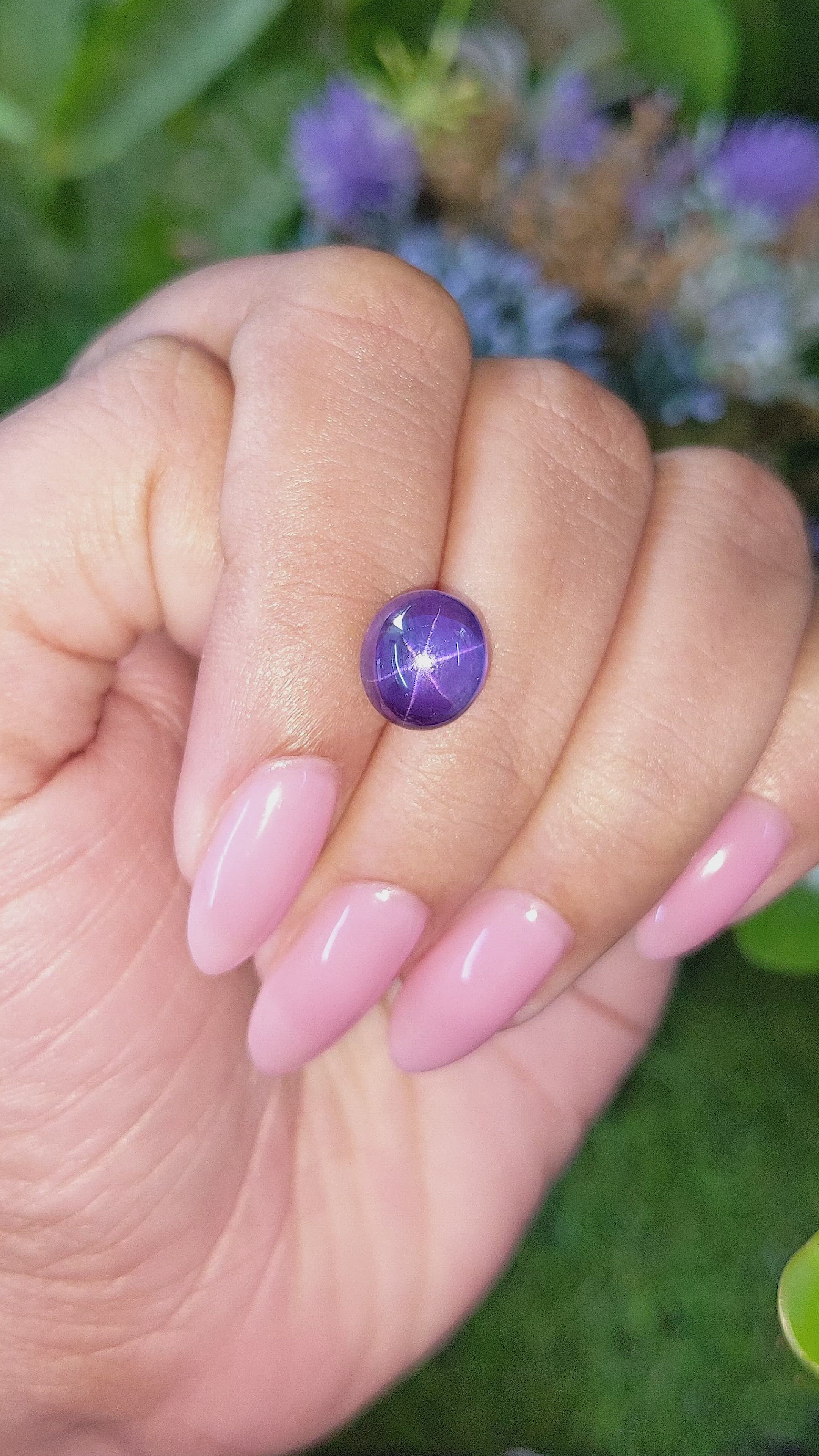 6.19 Ct. Purplish Blue Star Sapphire from Ceylon (Sri Lanka) Size Video