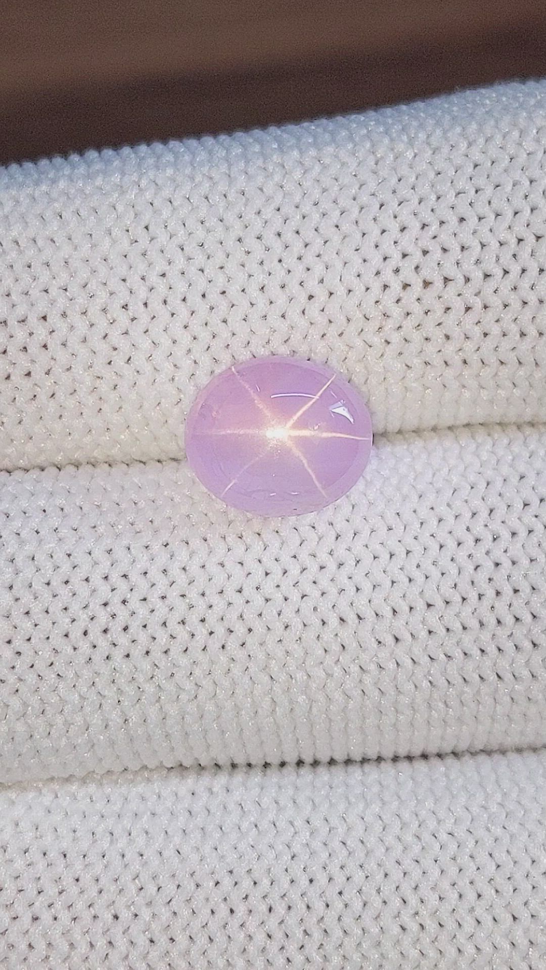 5.04 Ct. Purplish Pink Star Sapphire from Ceylon (Sri Lanka) Size Video