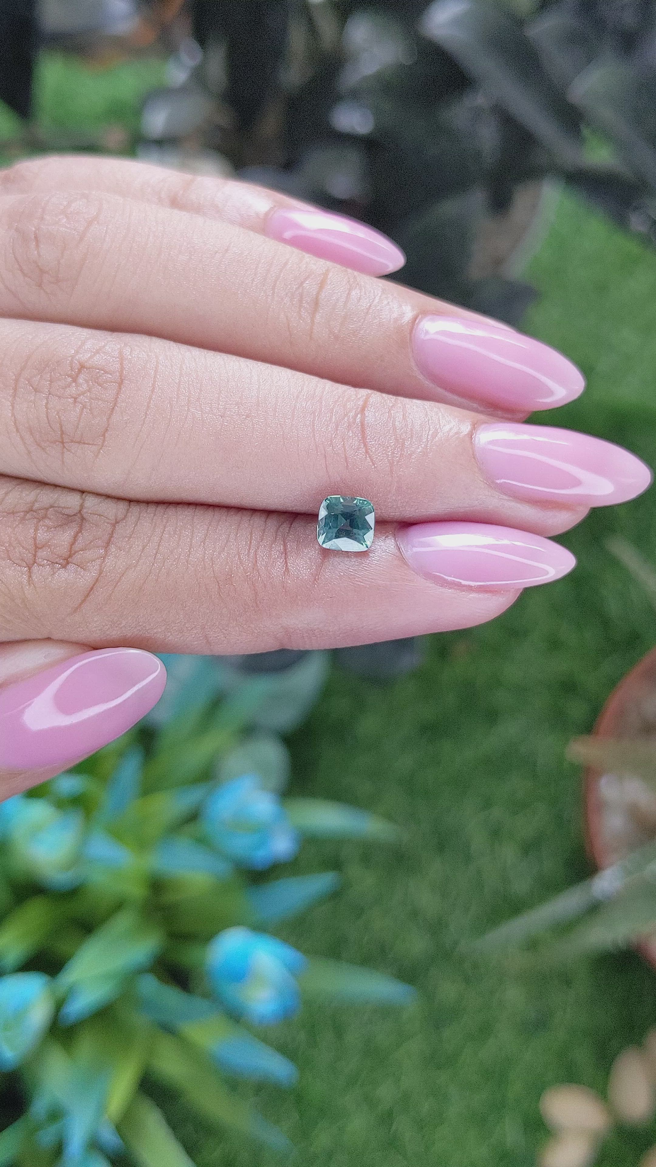 1.02 Ct. Bluish Green Sapphire from Ceylon (Sri Lanka) Size Video