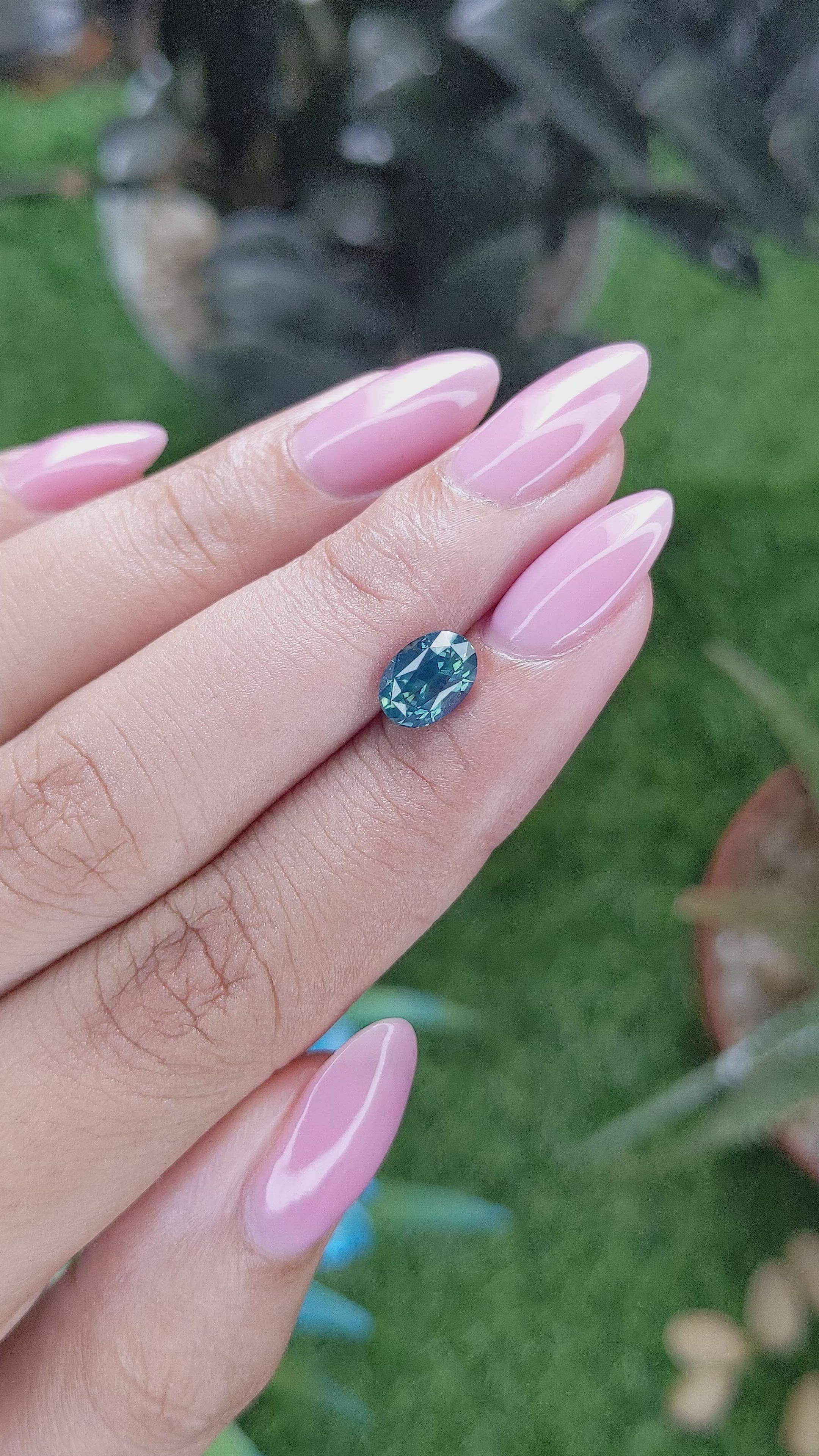 1.62 Ct. Greenish Blue Sapphire from Madagascar Size Video