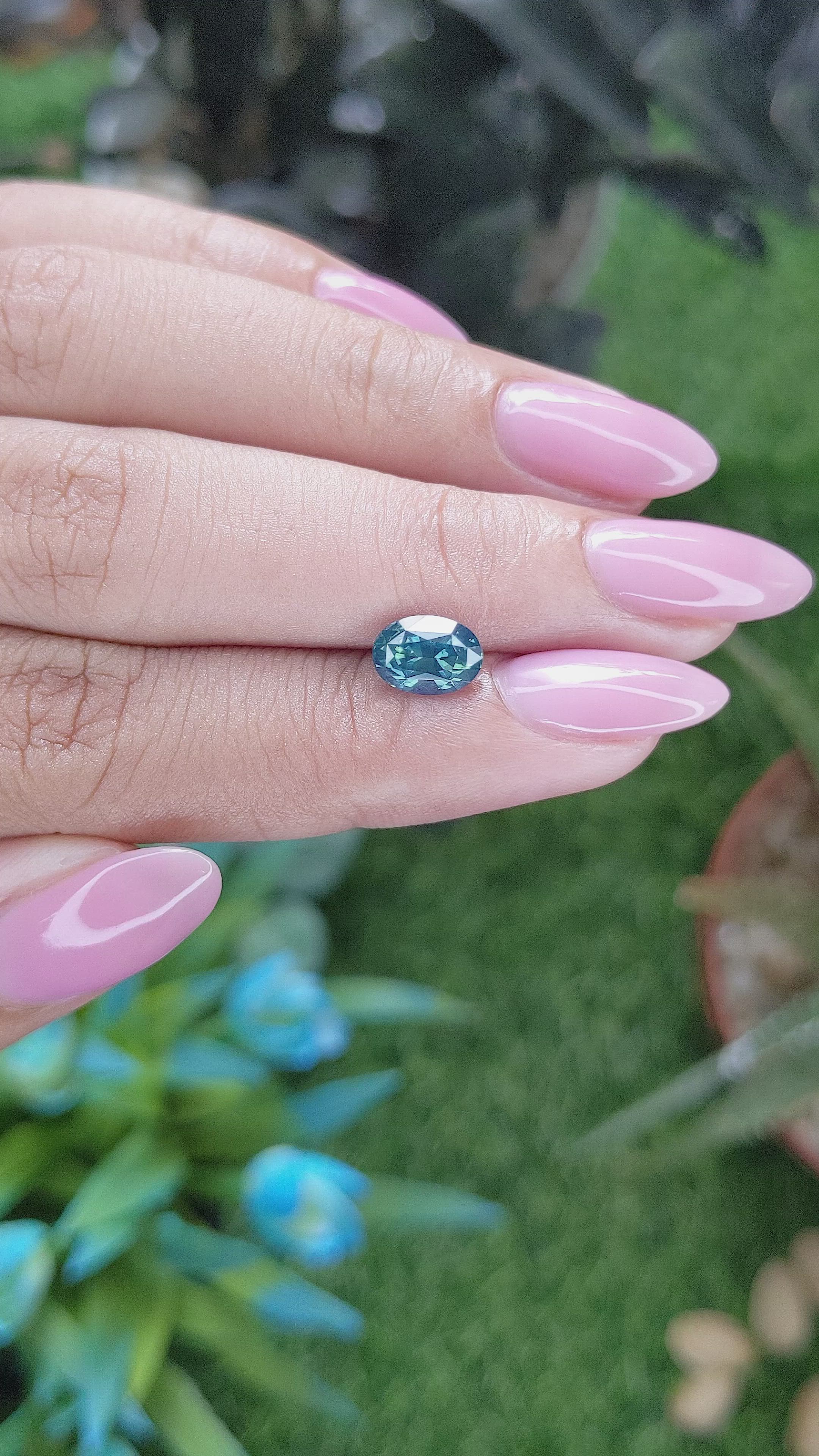 1.62 Ct. Greenish Blue Sapphire from Madagascar Size Video