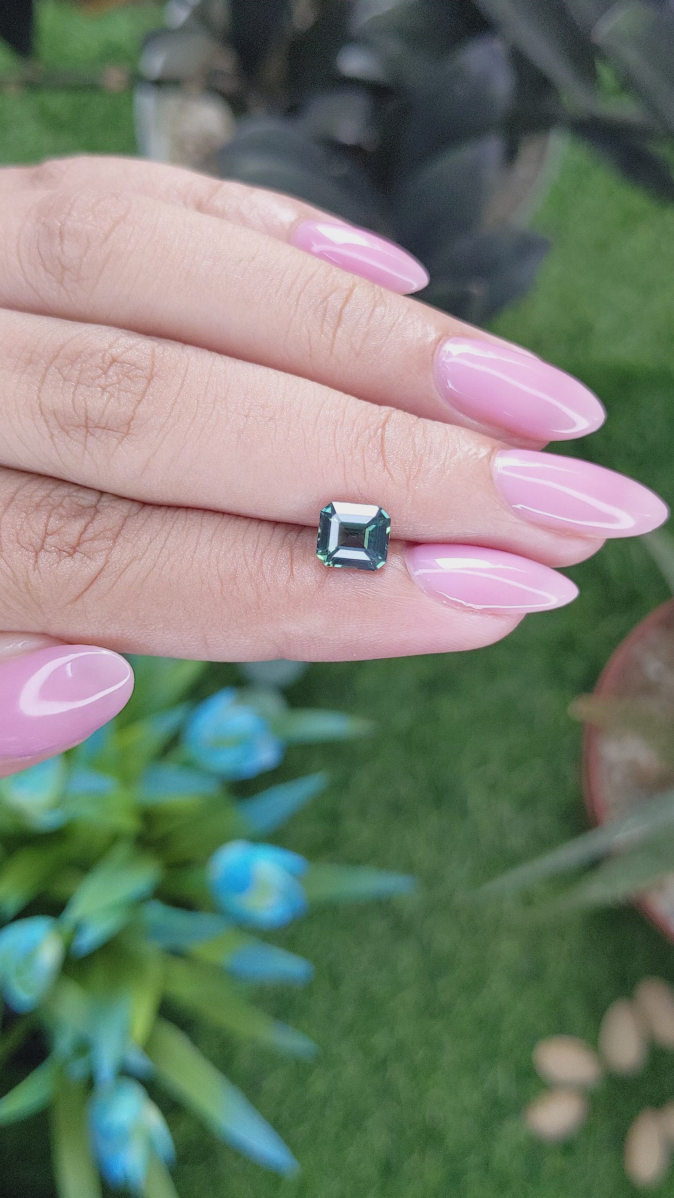 1.55 Ct. Bluish Green Sapphire from Tanzania Size Video