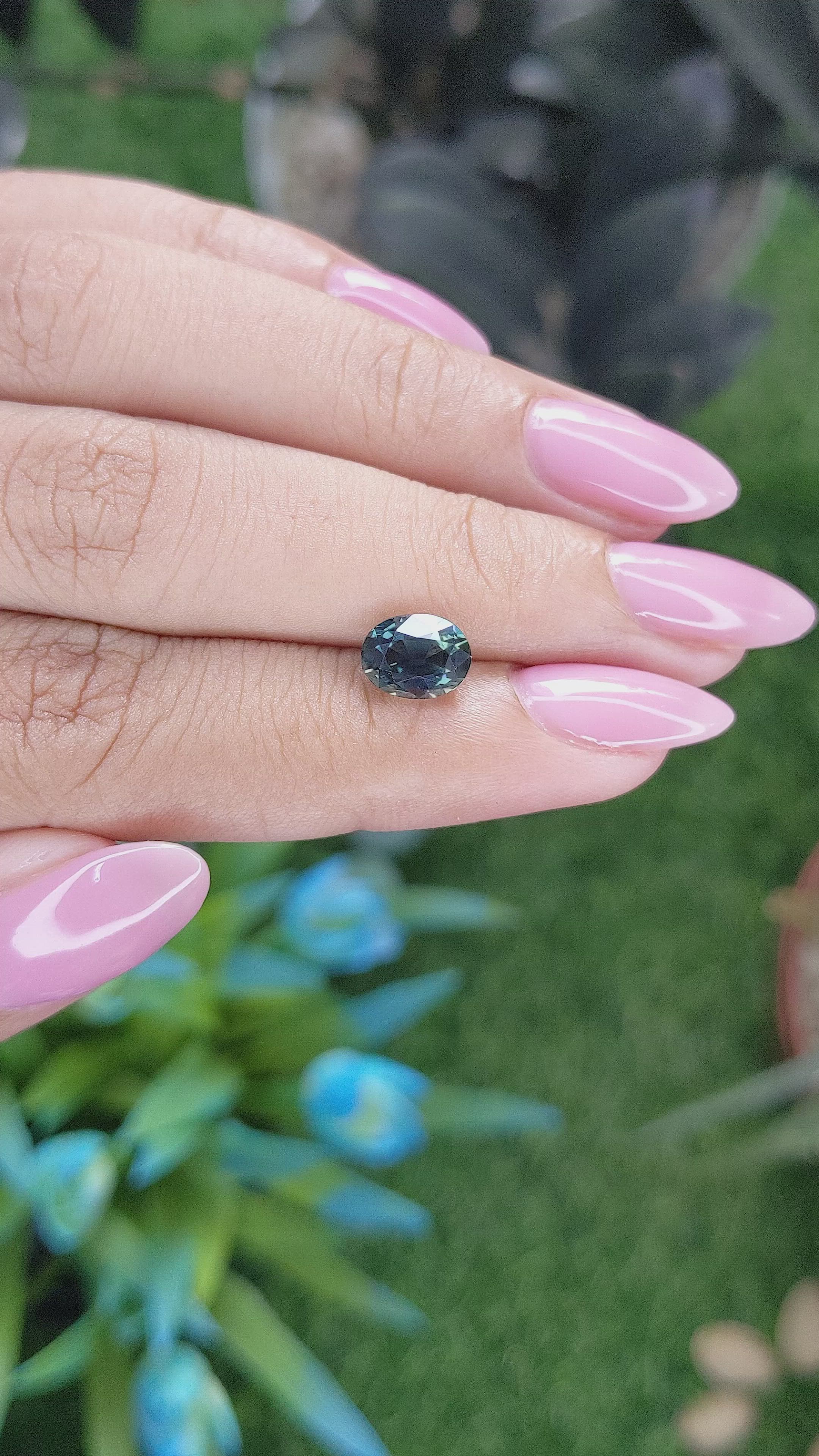 2.03 Ct. Bluish Green Sapphire from Ceylon (Sri Lanka) Size Video