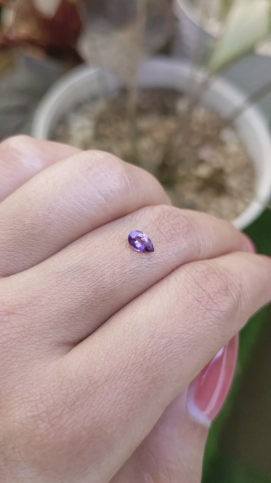 0.37 Ct. Pinkish Purple Sapphire from Ceylon (Sri Lanka) Size Video