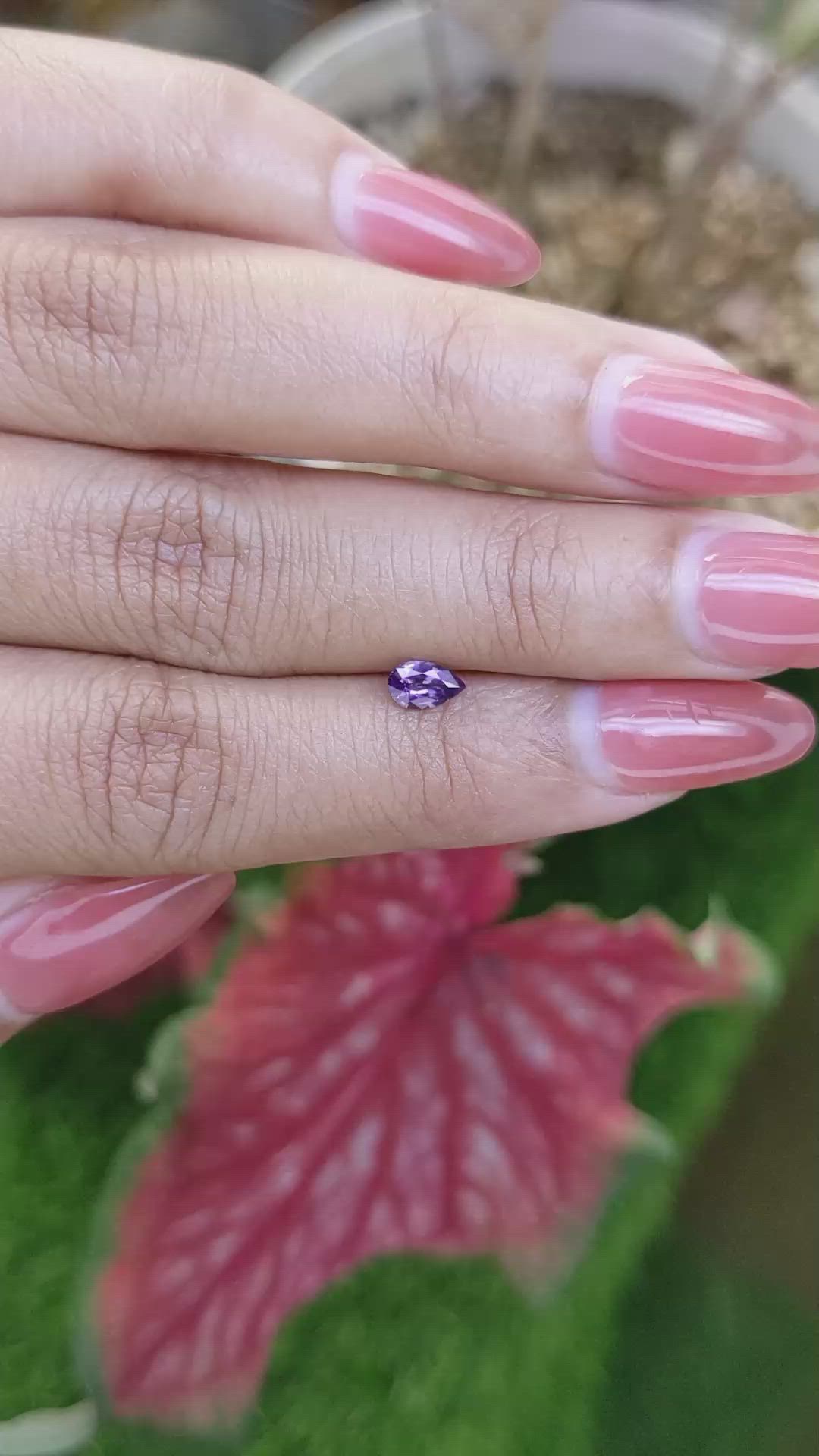 0.37 Ct. Pinkish Purple Sapphire from Ceylon (Sri Lanka) Size Video