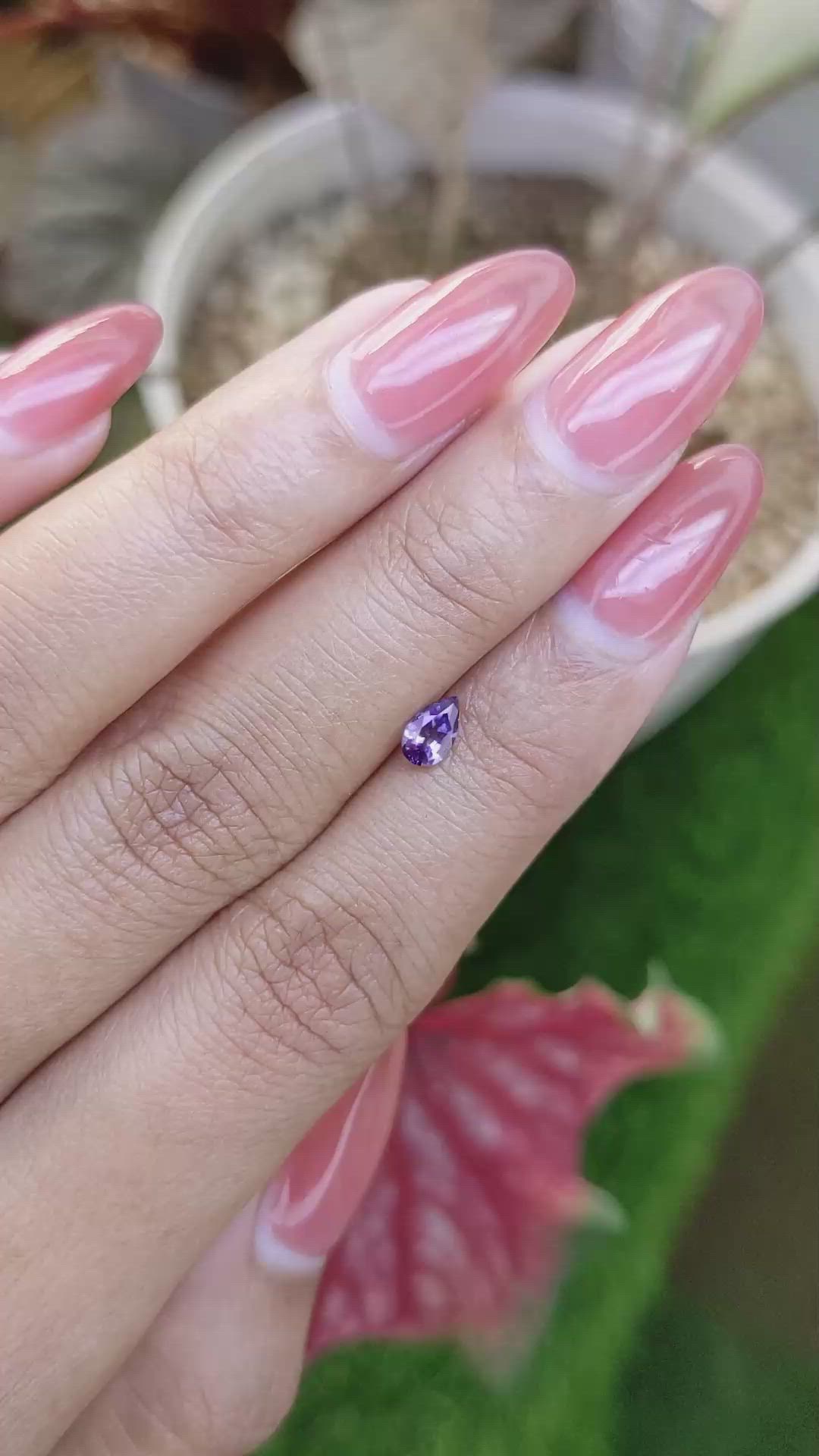 0.37 Ct. Pinkish Purple Sapphire from Ceylon (Sri Lanka) Size Video