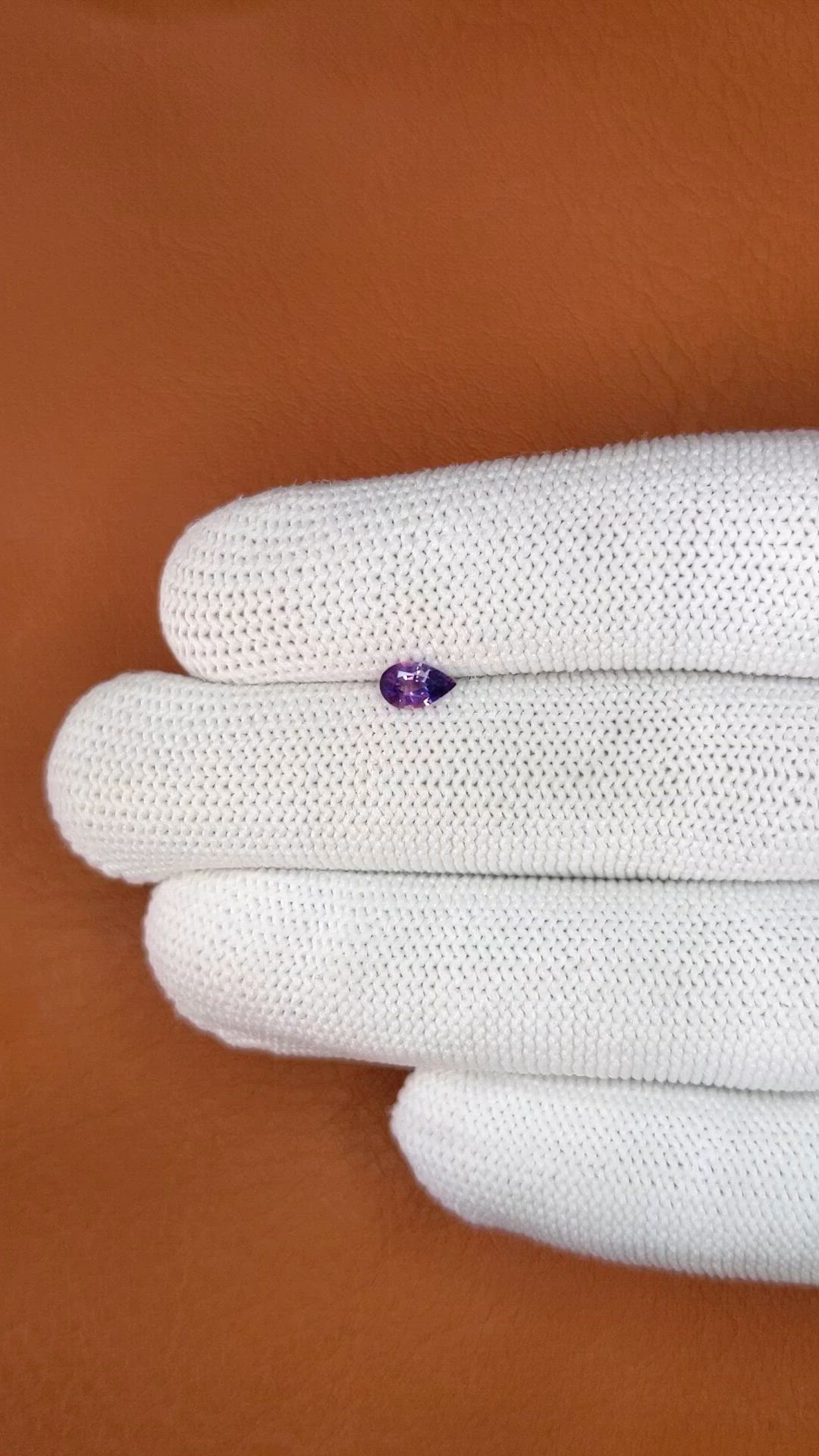 0.37 Ct. Pinkish Purple Sapphire from Ceylon (Sri Lanka) Size Video